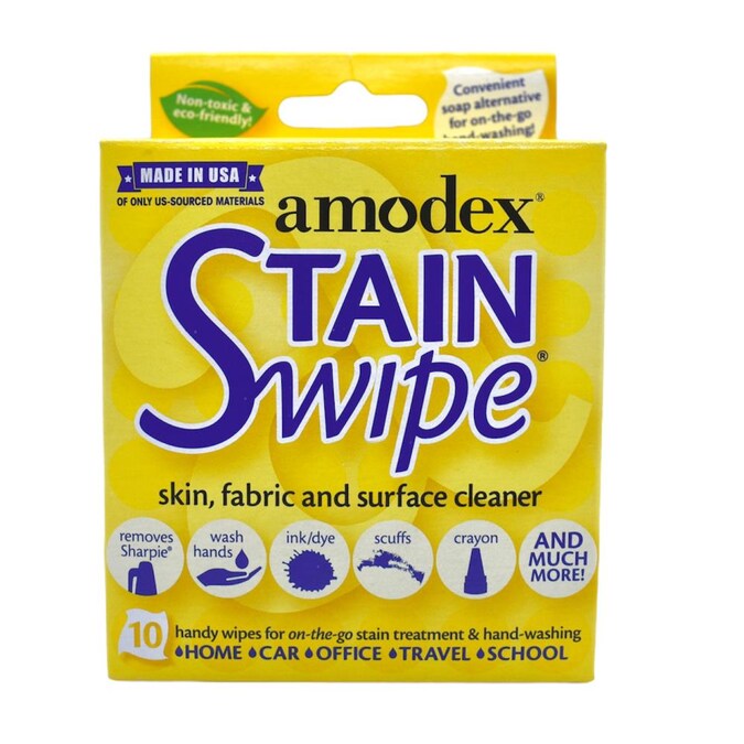 Amodex Stain Swipe 10 CT- Fabric, Skin, and Surface Cleaner