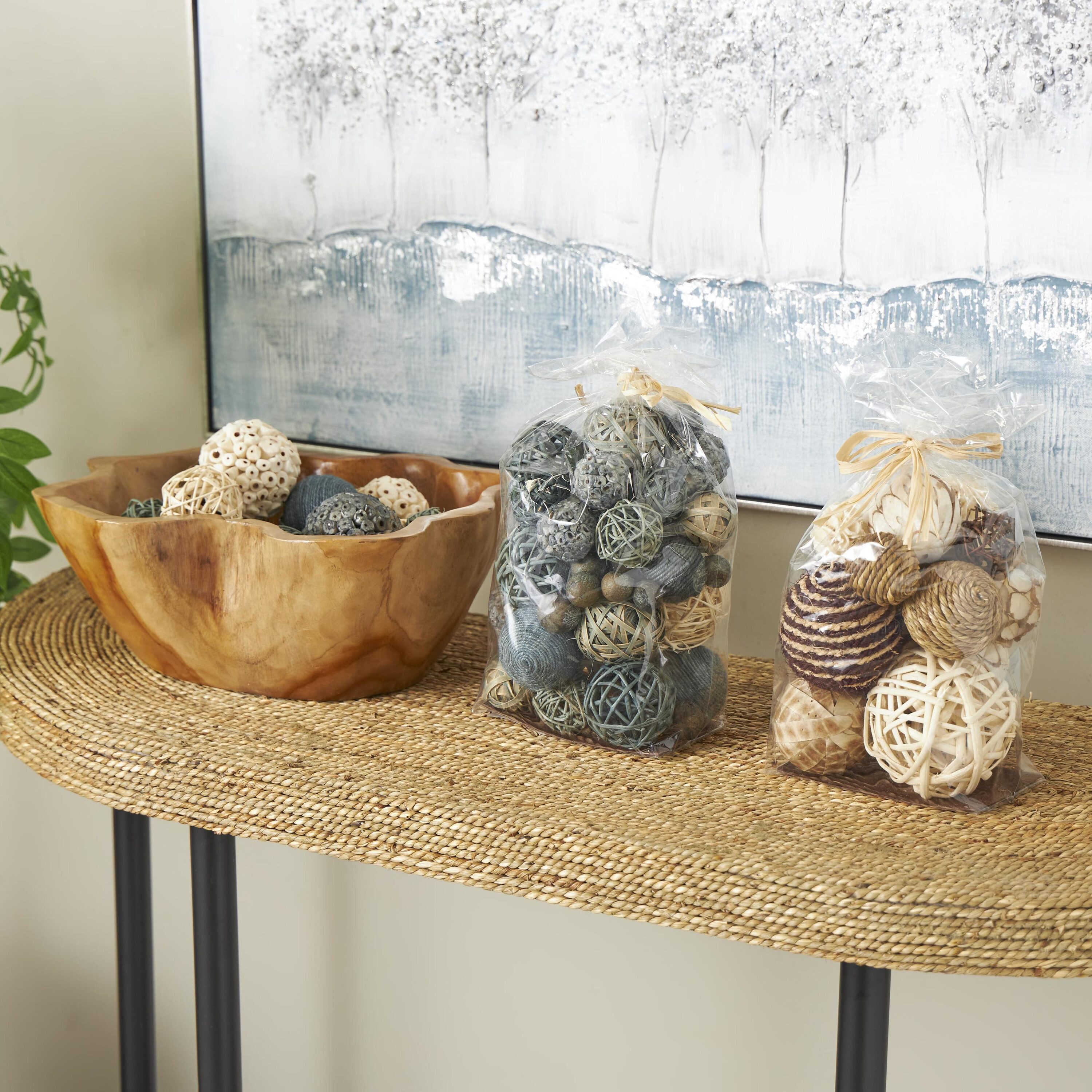 Grayson Lane 50653 3 -Pack Gray Plant fiber Coastal Decor set