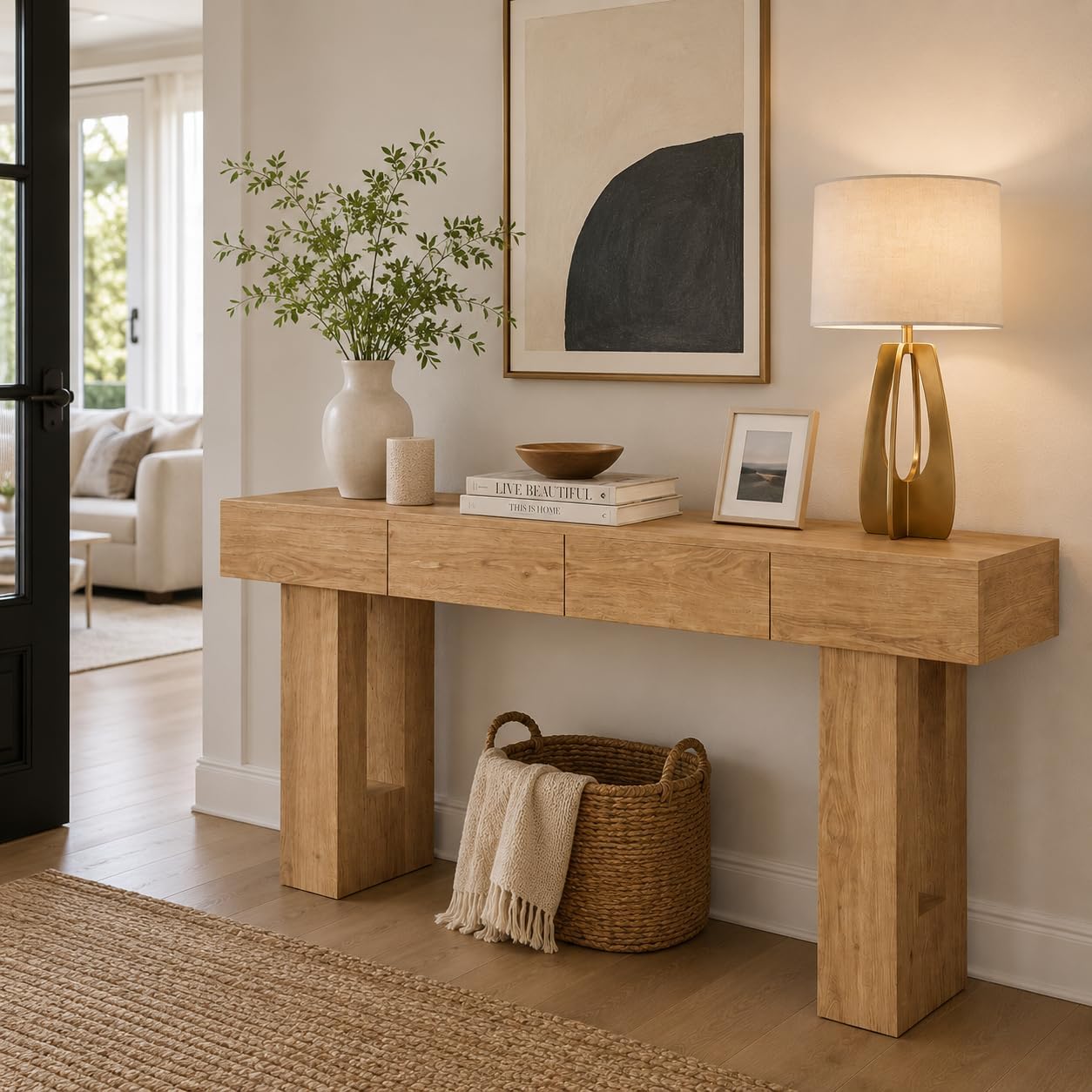 H&O _ Slim Table【walnut】 Garvee Walnut Modern Wood Look Console Table with Storage Drawer