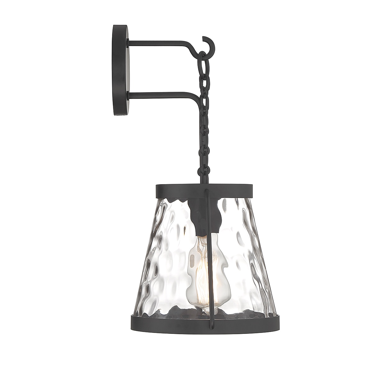 Matte Black Glass Shade Dimmable Wall Sconce