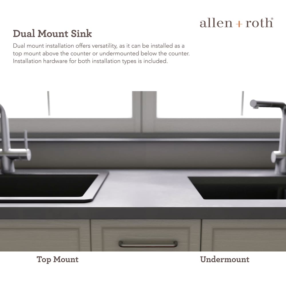 allen + roth Sanborn Sink Set Dual-mount 33-in x 22-in Alpina Granite  Single Bowl 5-Hole Workst… in 2023