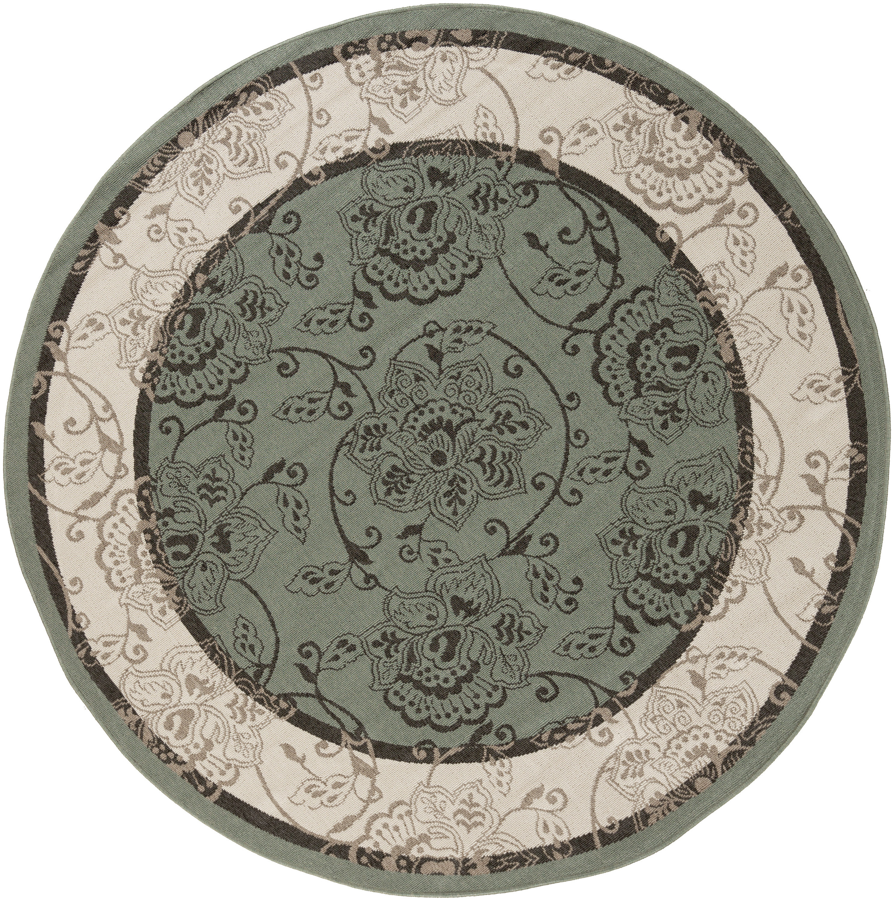 Livabliss ALF9594-53RD Alfresco 5 x 5 (ft) Synthetic Sage Round Indoor Floral/Botanical Tropical Area rug