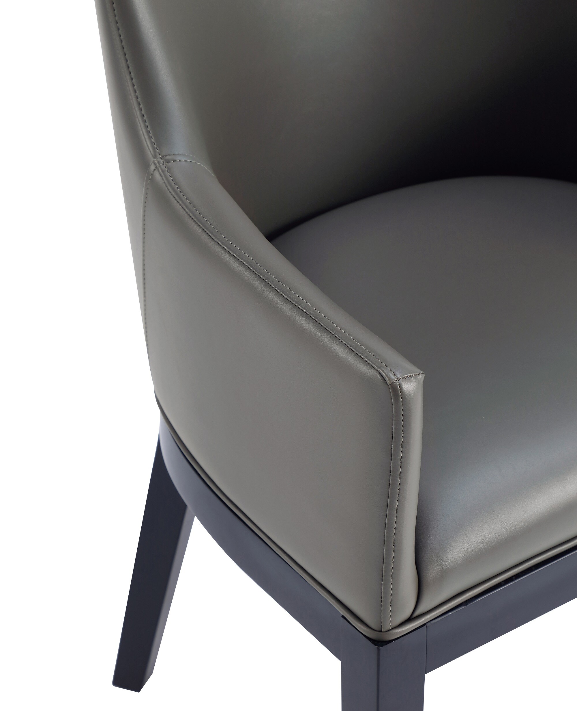 Pebble Grey Modern Upholstered Faux Leather Low Side Chair