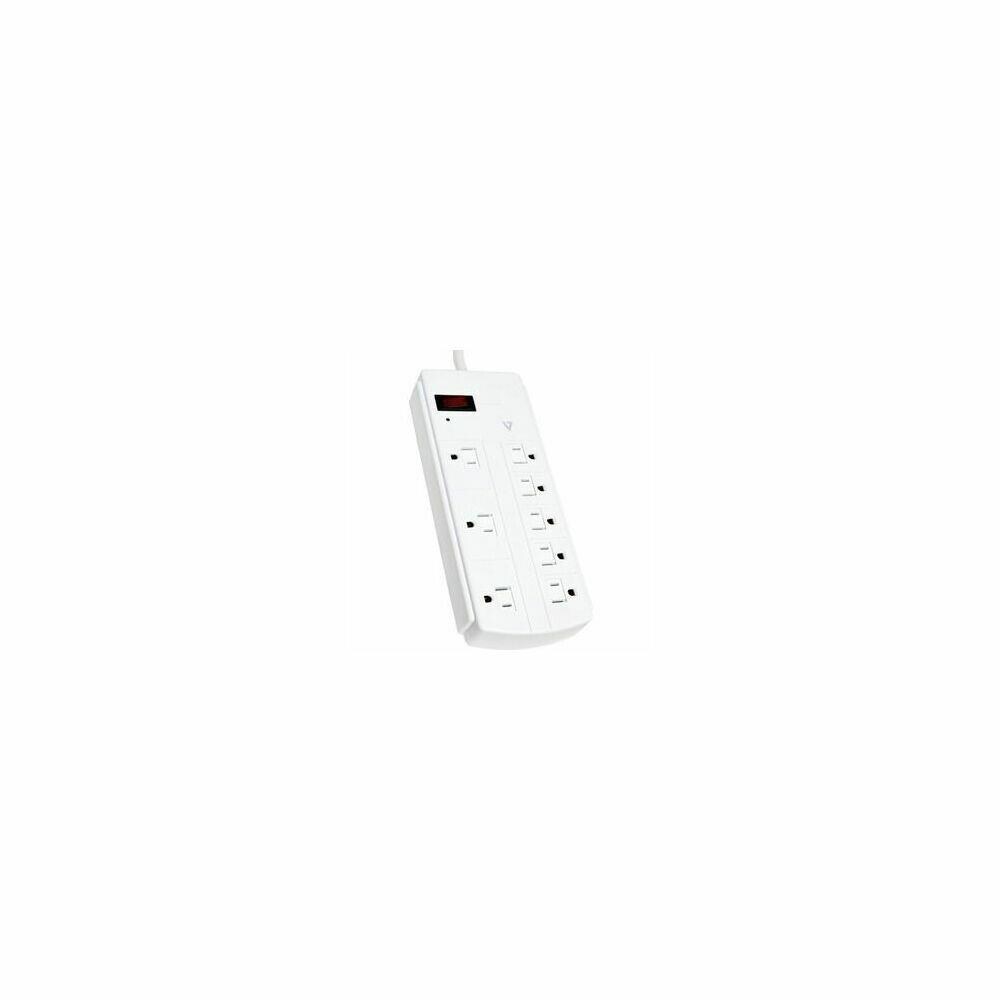 V7 ISTR189893  SA0812W-9N6 8 ft. 120V AC Input 1800JOULES CEG Surge Protector, Black- 8 x NEMA 5-15P-1500J