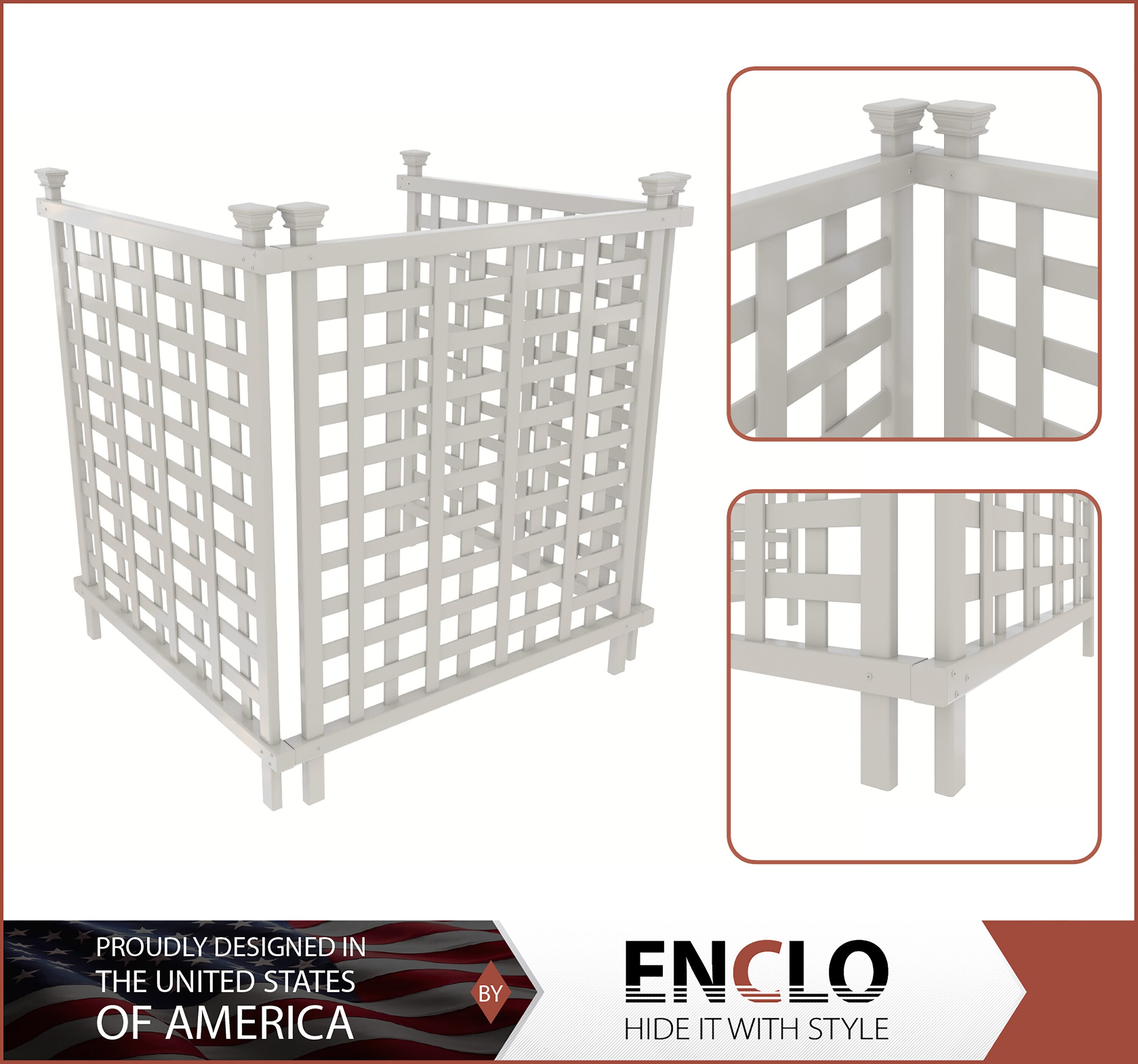Enclo Privacy Screens Liberty Lattice Freestanding 3 Panels 39-in W x 42-in H White Vinyl/Polyresin Outdoor Privacy Screen