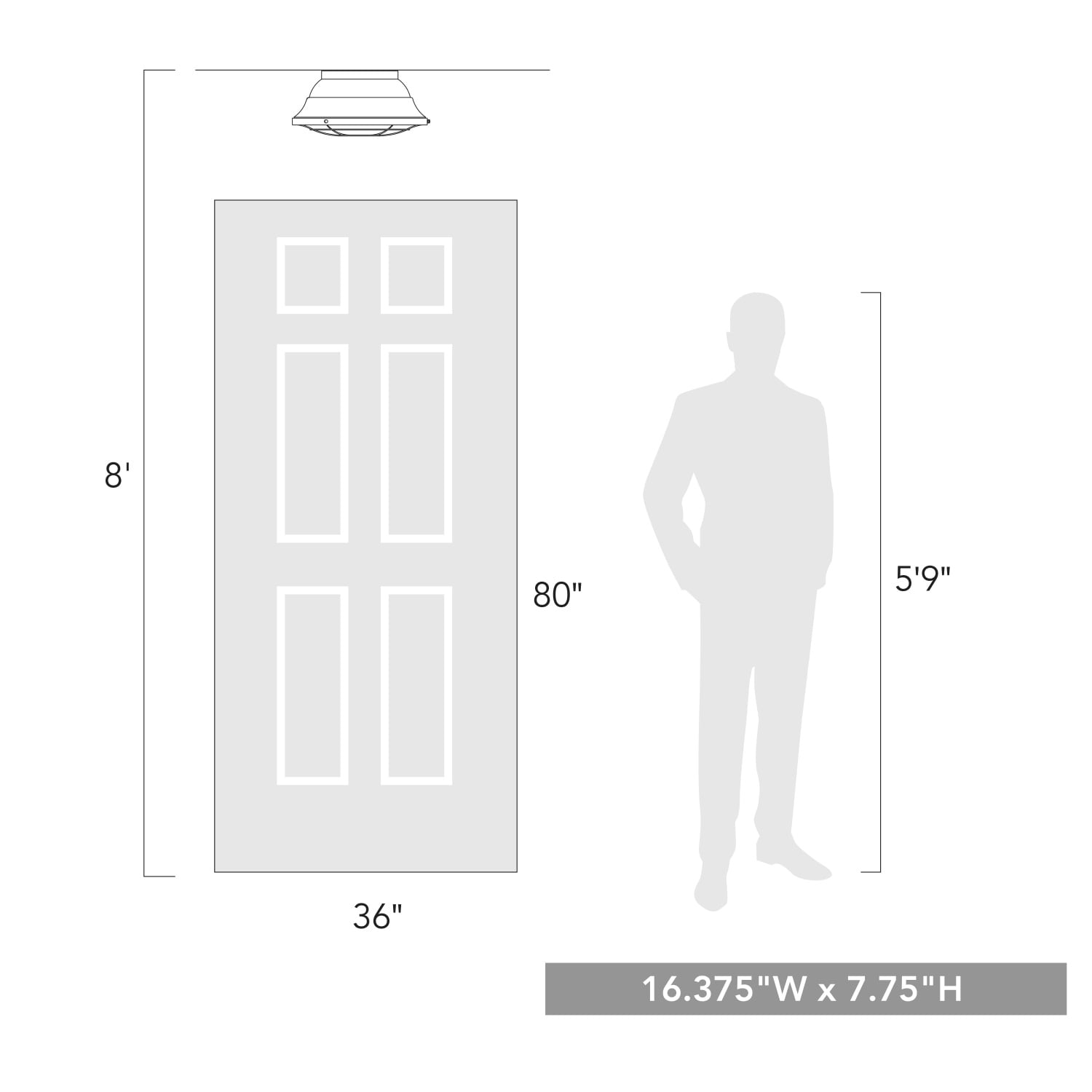 Natural Black Aluminum Indoor/Outdoor Flush Mount Light
