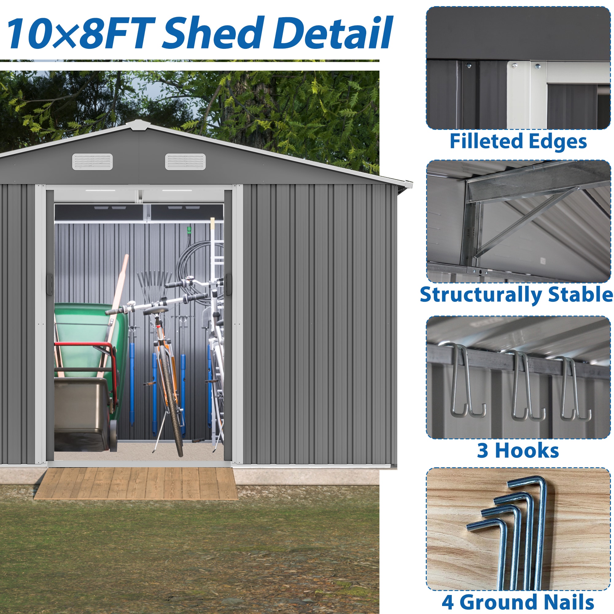 WELLFOR TWSG018-GR Metal-Storage-Buildings-Sheds - View #9