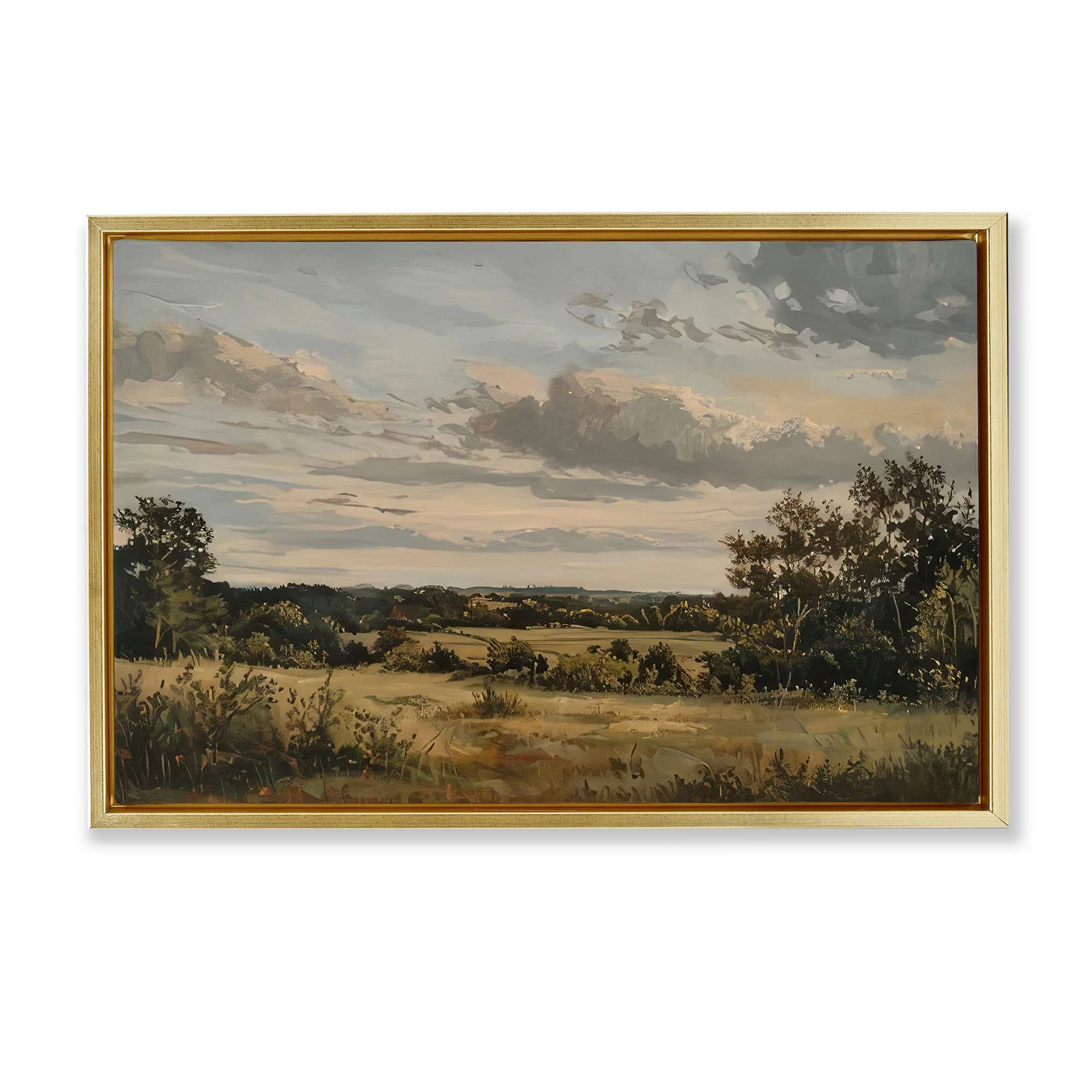 Stupell Industries BT-787-FFG-16X24 Evening Light Countryside Gold Framed Floater Canvas Wall Art By LSR Creative Studio 25 x 17