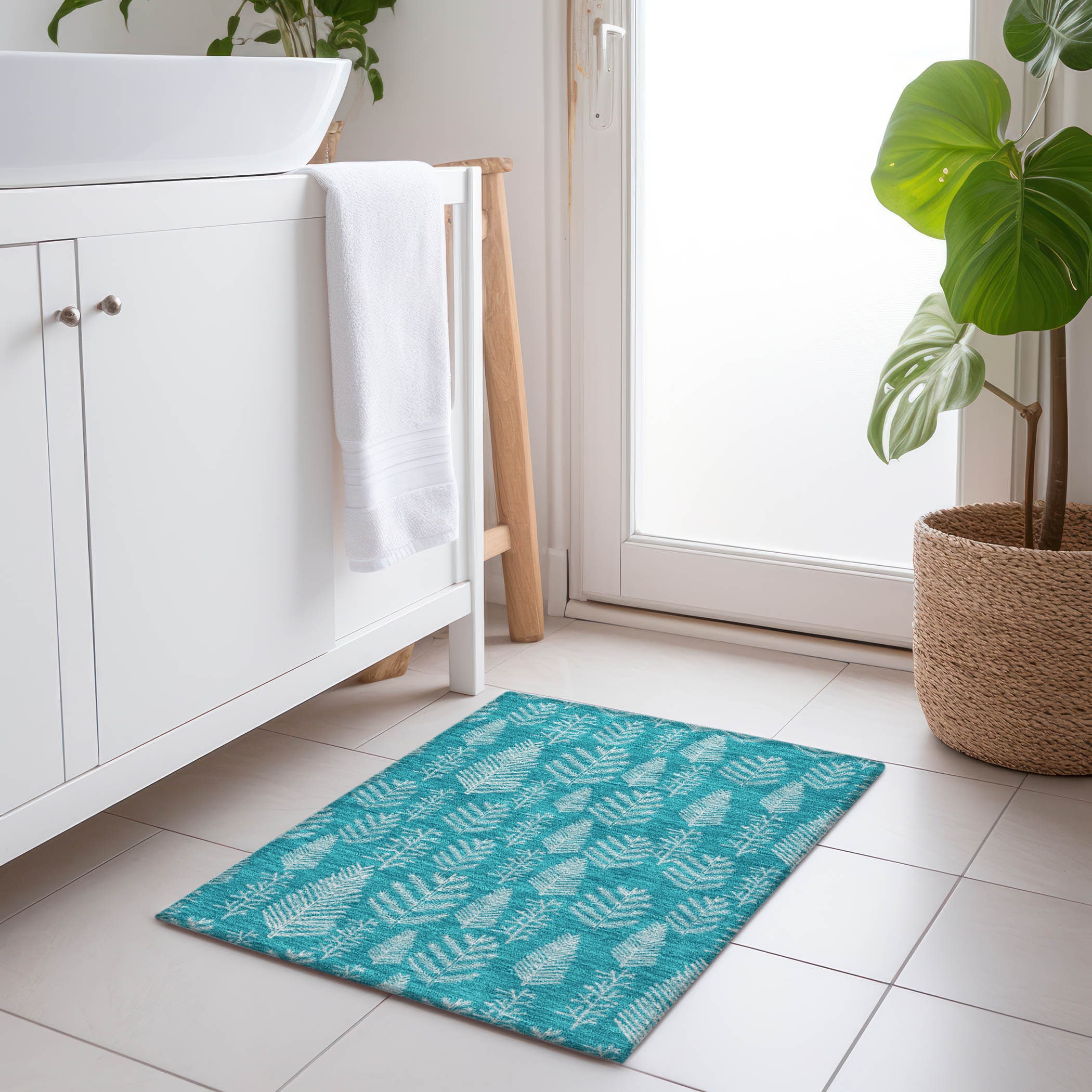 Addison Rugs ACN1813TE20X30 Chantille ACN1813TE 1 x 2 (ft) Loomed Polyester Teal Rectangular Indoor/Outdoor Machine washable Area rug