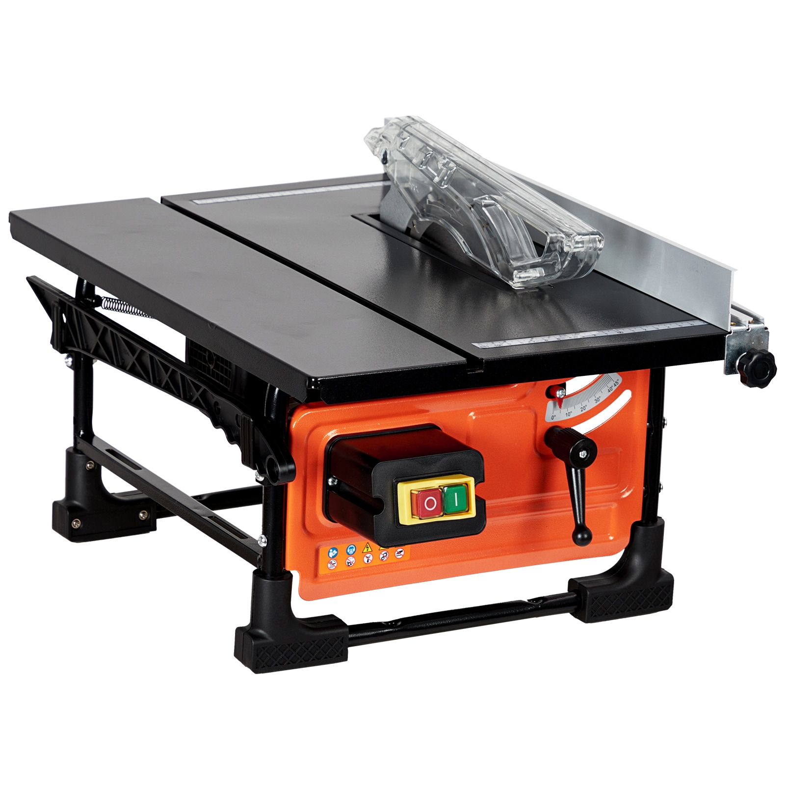 PioneerWorks Powerful 8-Inch Table Saw for Jobsite-800W 6.7-Amp Copper Motor/3576RPM/24T Blade-Compact/Portable Kit/Sliding Miter Gauge-For DIY Woodworking and Furniture Making-Orange/800W