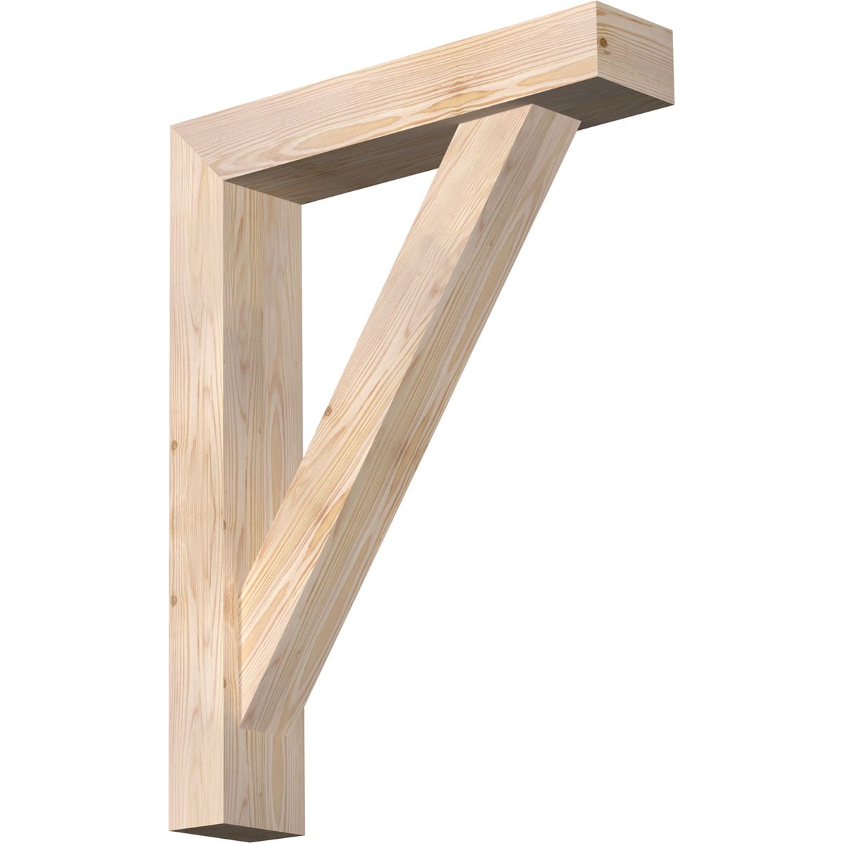 Ekena Millwork 1465051 Traditional Block Smooth Bracket with Offset Brace Douglas Fir Wood Standard Bracket