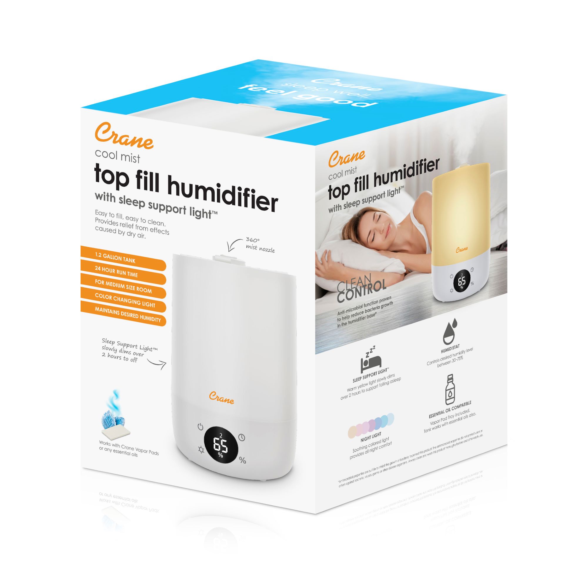 Crane 1.2-Gallon Tabletop Cool Mist Electronic Humidifier