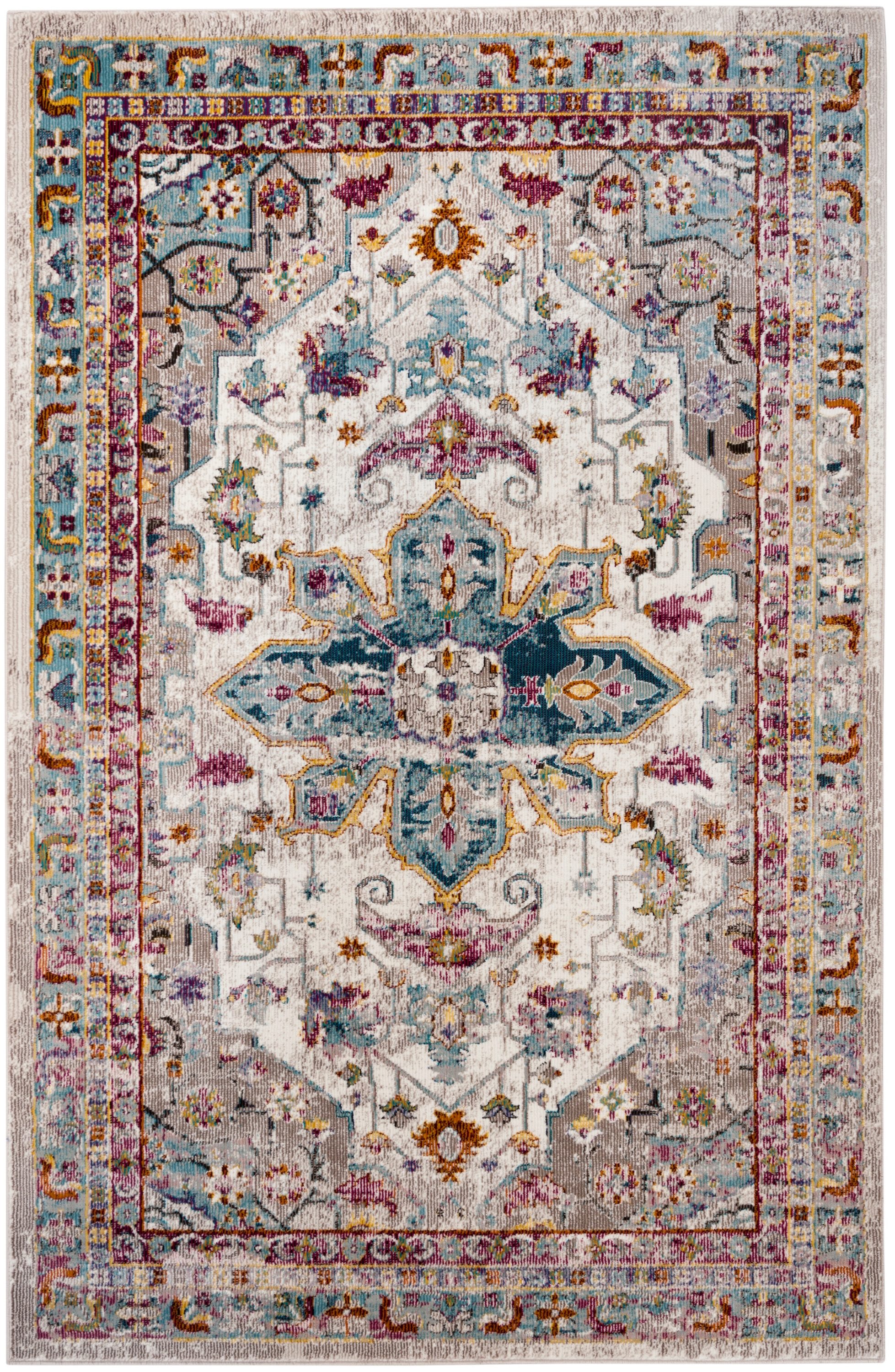 Safavieh ARA160C-5 Aria Jufti 5 x 8 (ft) Loomed Polypropylene Cream/Multi Rectangular Indoor Floral/Botanical Bohemian/Eclectic Area rug