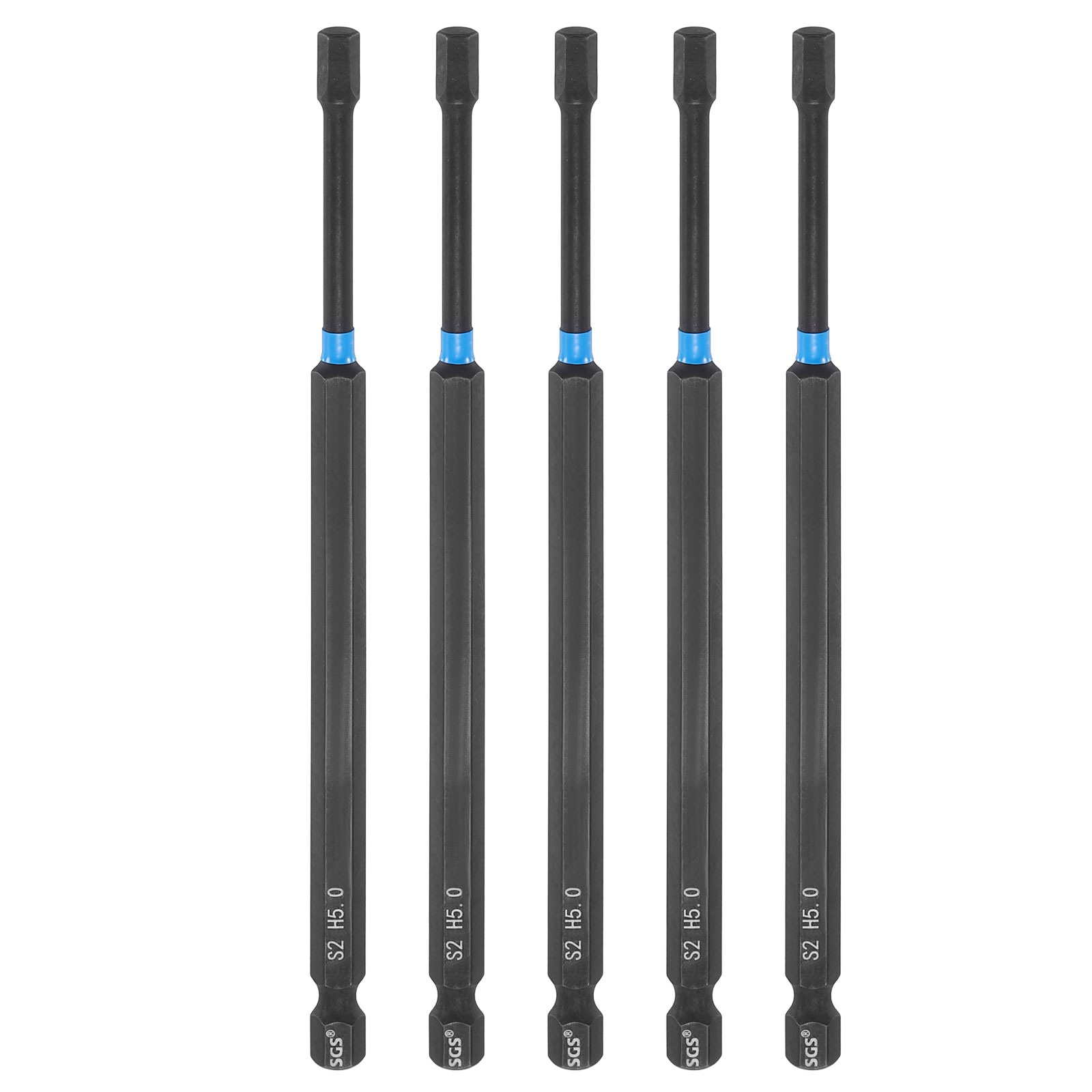 Harfington - 5pcs Hex Head Wrench Drill Bit 5mm(H5) 1/4inch Hex Shank 6inch(150mm) Length S2 Stee...