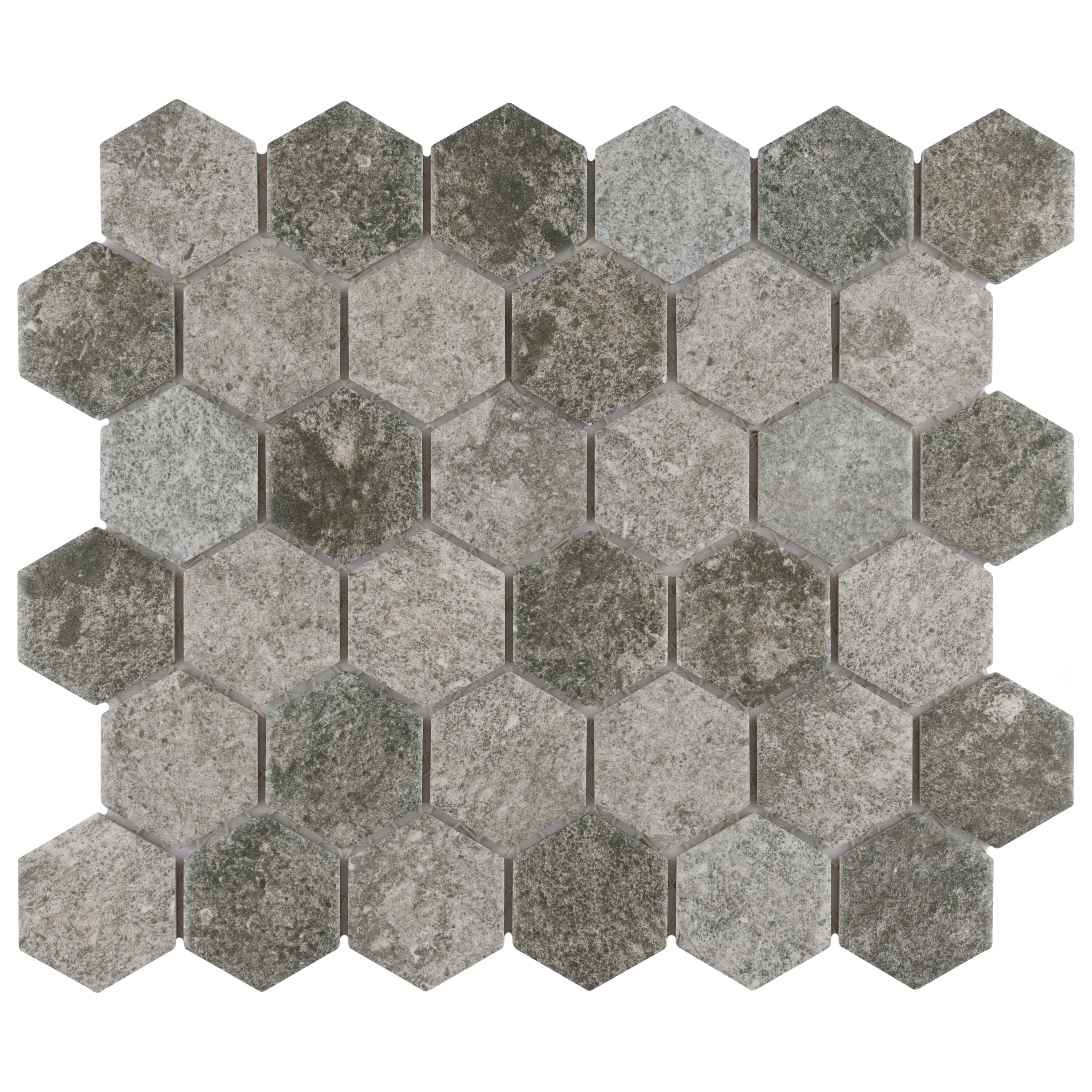 Affinity Tile S1FTC2GRGR (Sample) Grinta 2 in. Hex Grey 6-in x 6-in Matte Porcelain Honeycomb Mosaic Thinset Mortar Tile