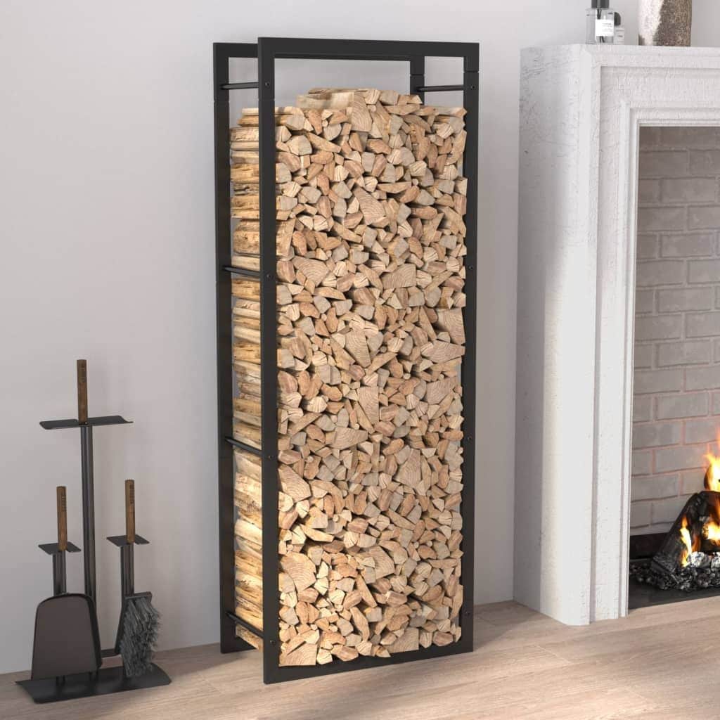 Tatayosi RY-02H5U5FP Firewood Rack Matt Black 11 x 52 Inch Steel for Patio Backyard Fireplace
