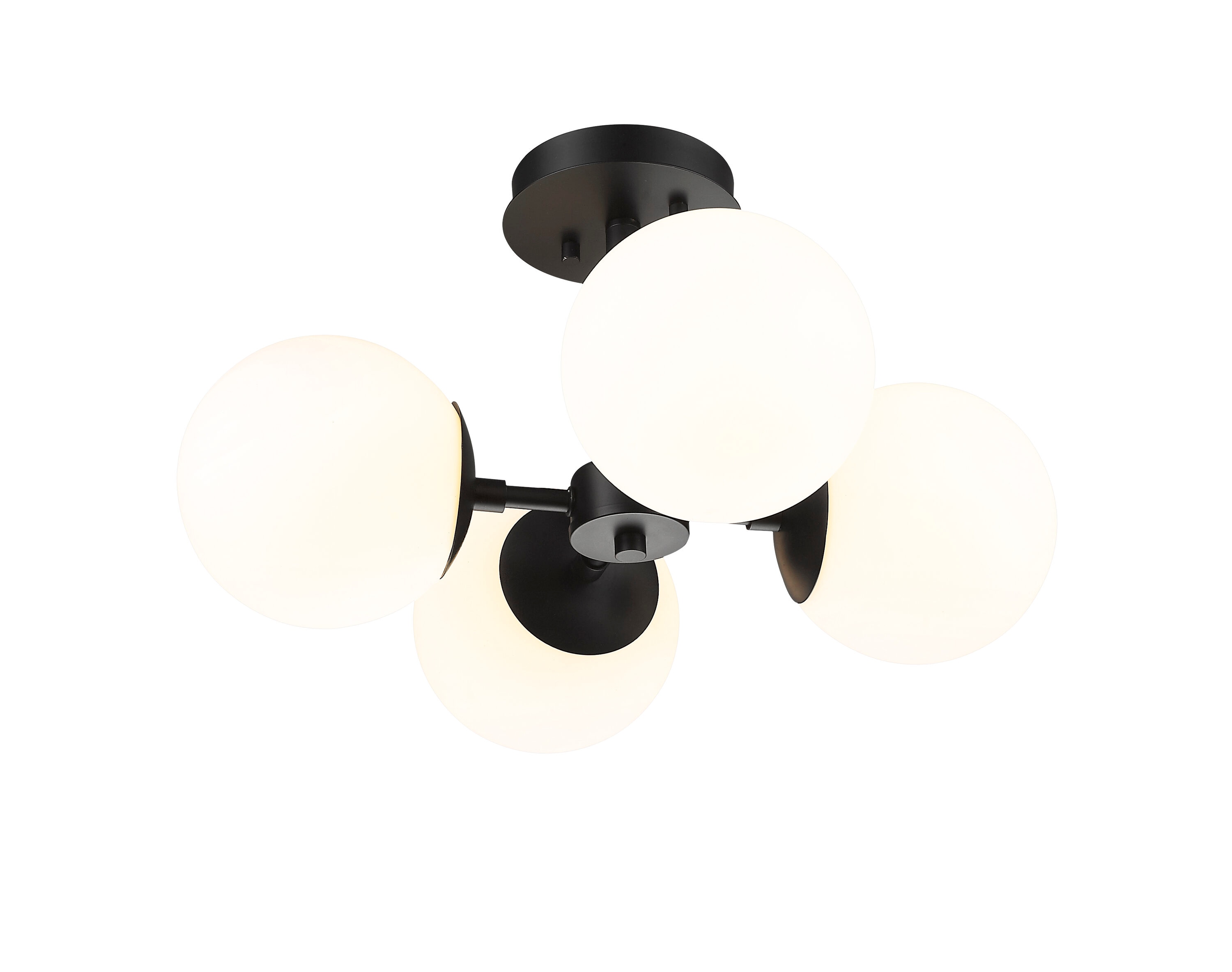 Matte Black Steel Frame with Opal Glass Globe 18" Pendant Light
