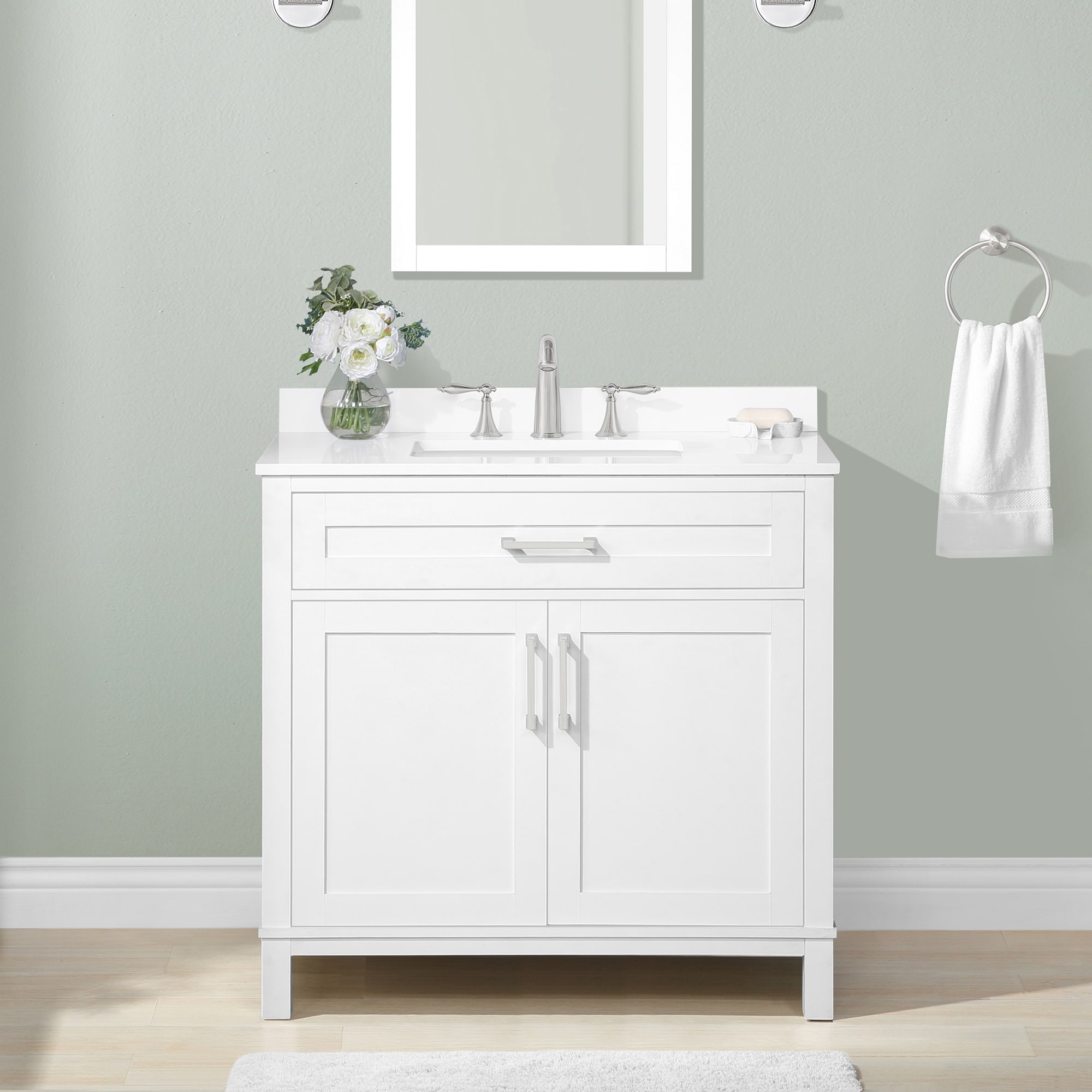 Style Selections Burke 36-in White Undermount Single Sink Bathroom ...