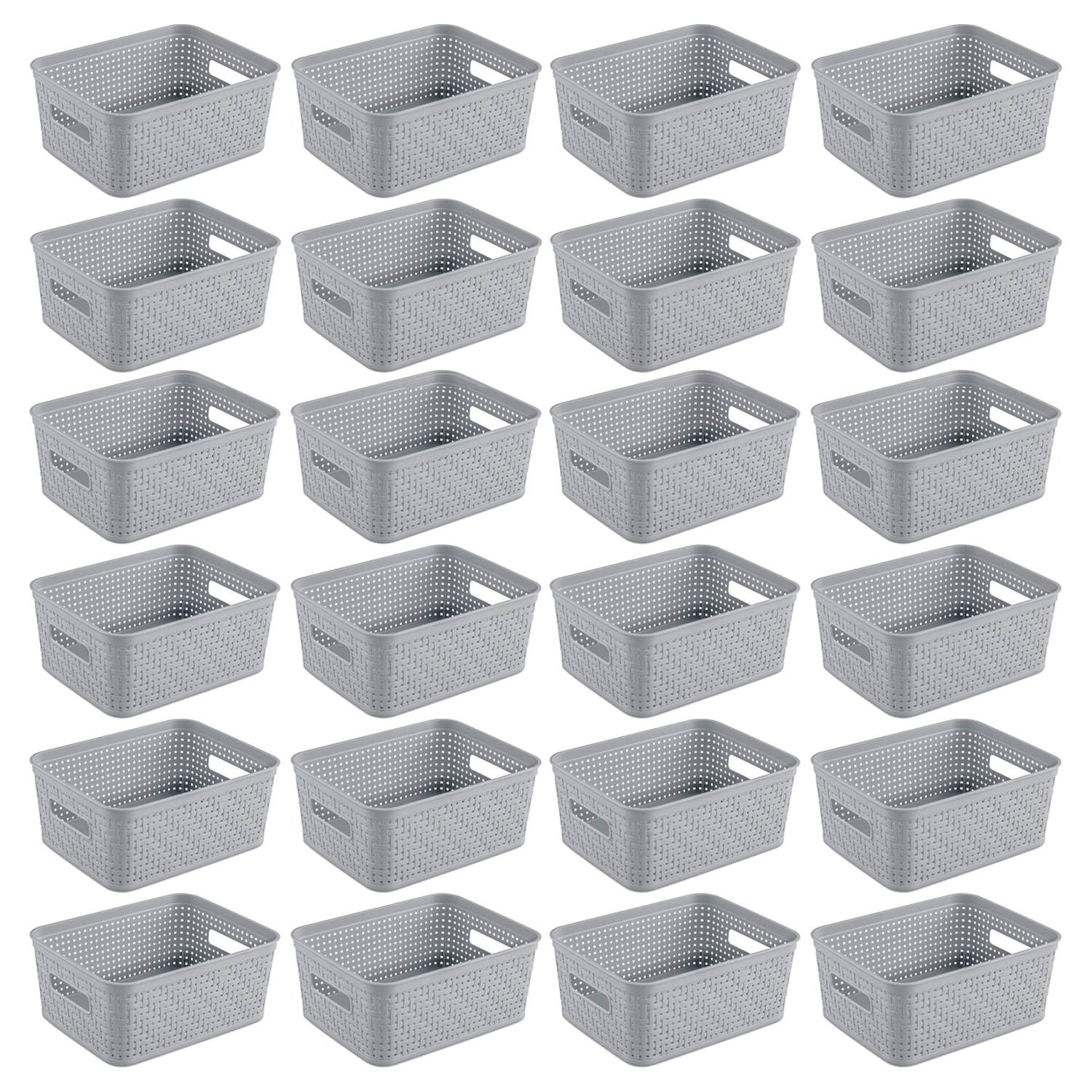 Sterilite 320546 24 -Pack ( 7.88-in W x 4.25-in H x 10.13-in D ) Cement Gray Plastic Stackable Basket