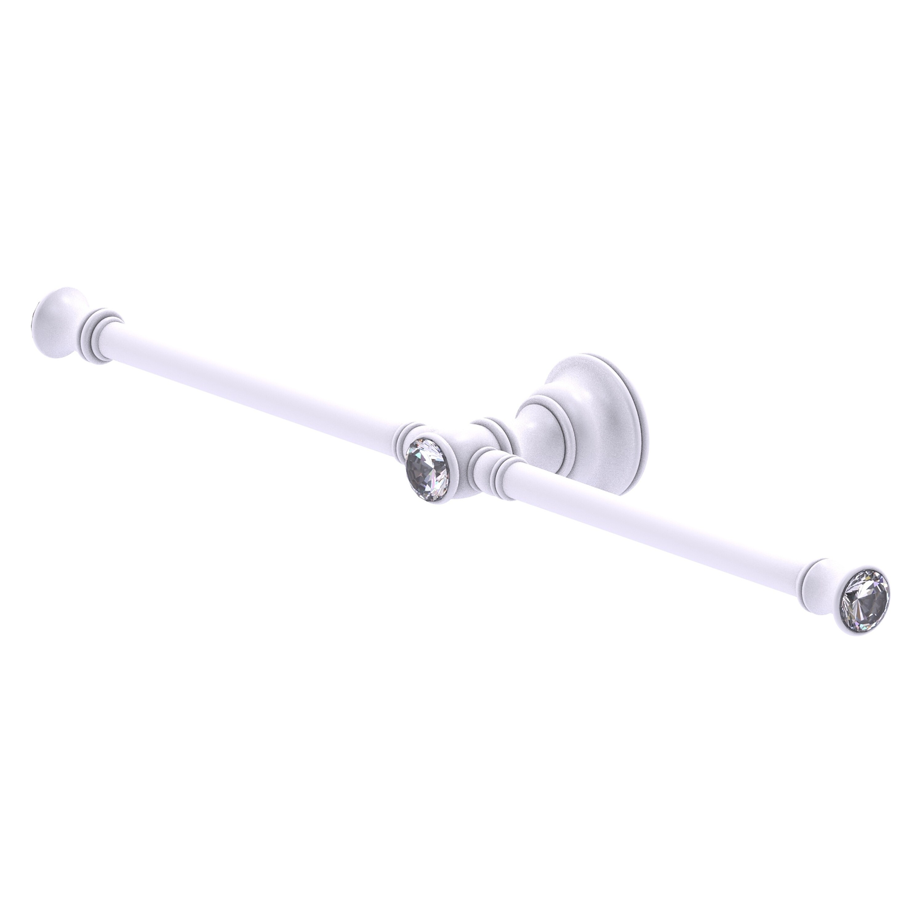 Allied Brass CC-HTB-2-WHM Carolina Crystal 15-in double Matte White Wall mount Double Towel Bar
