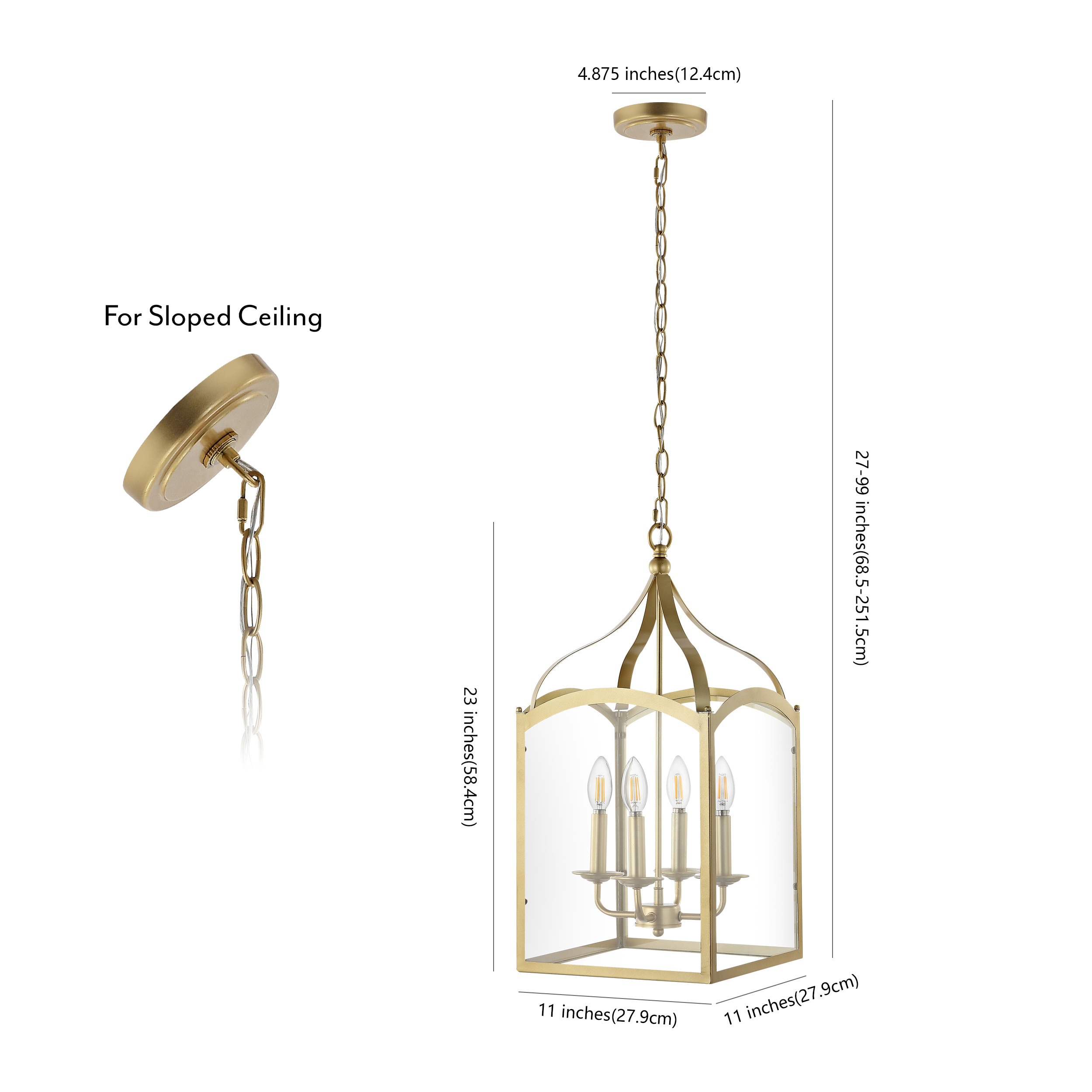 Ruth 11" Antique Gold Metal & Clear Glass LED Pendant Light