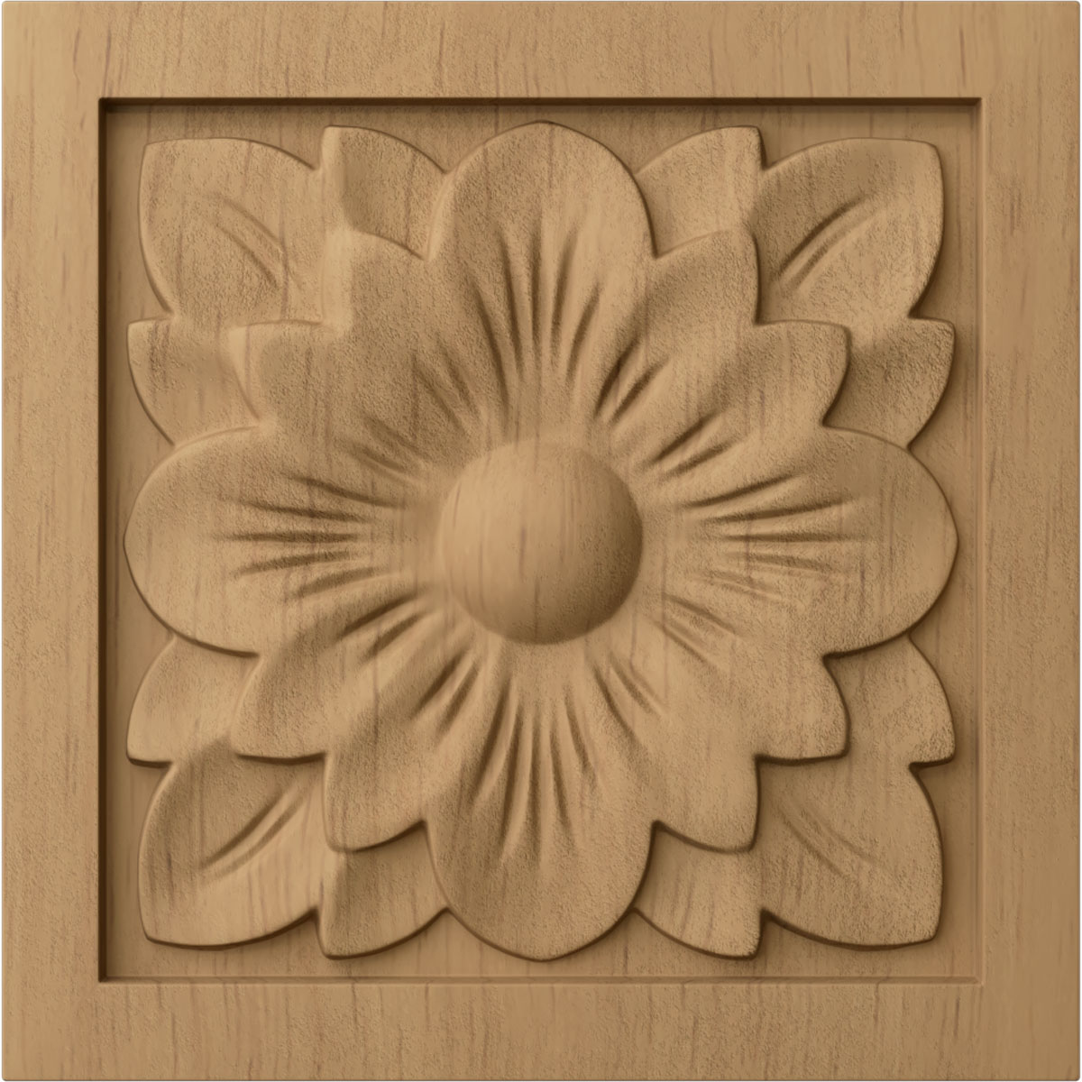 Ekena Millwork ROS03X03DGRW Medium Dogwood Flower 3.5-in x 3.5-in Square Unfinished Rubberwood Wood Rosette