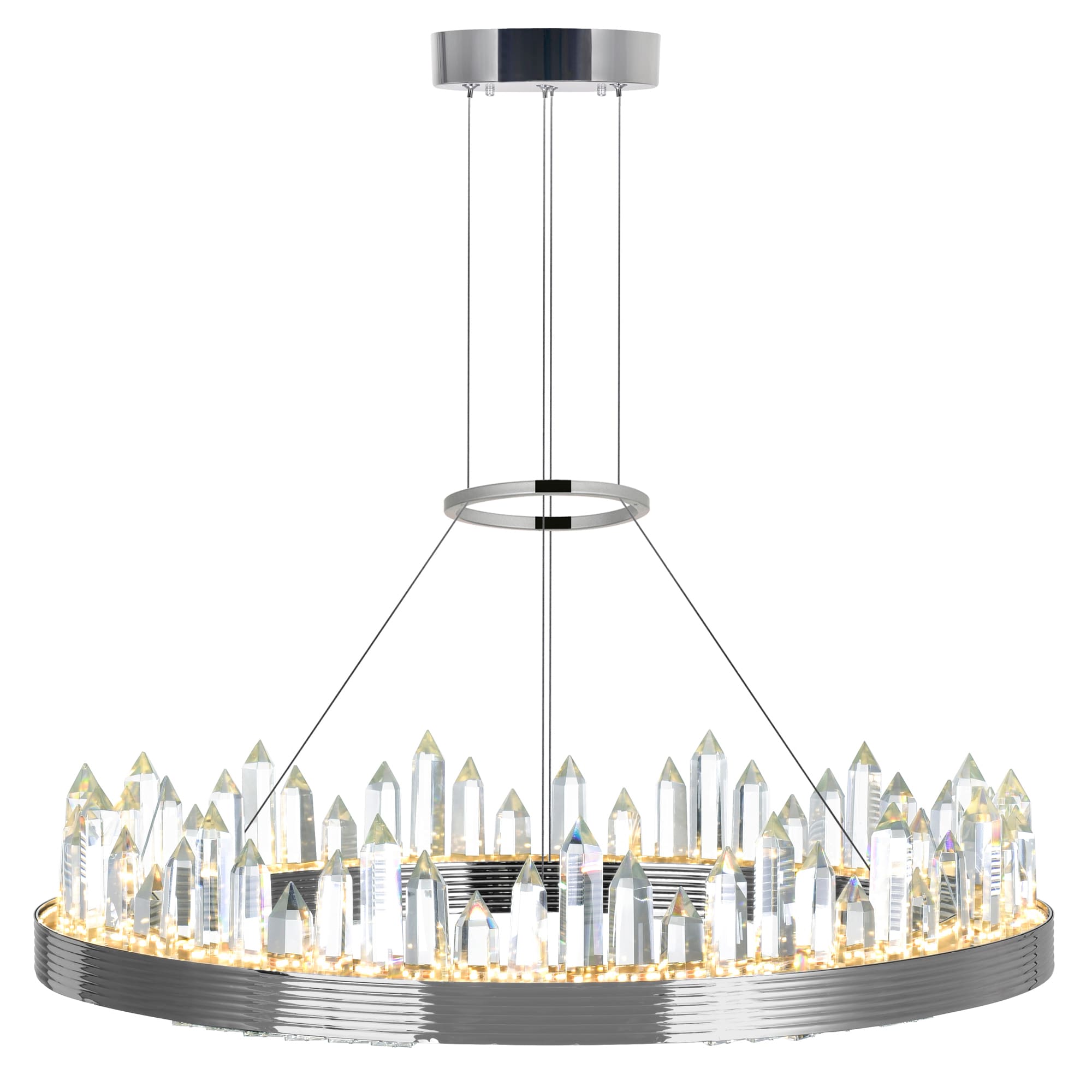 Agassiz 24'' Polished Nickel LED Chandelier with Crystal Towers