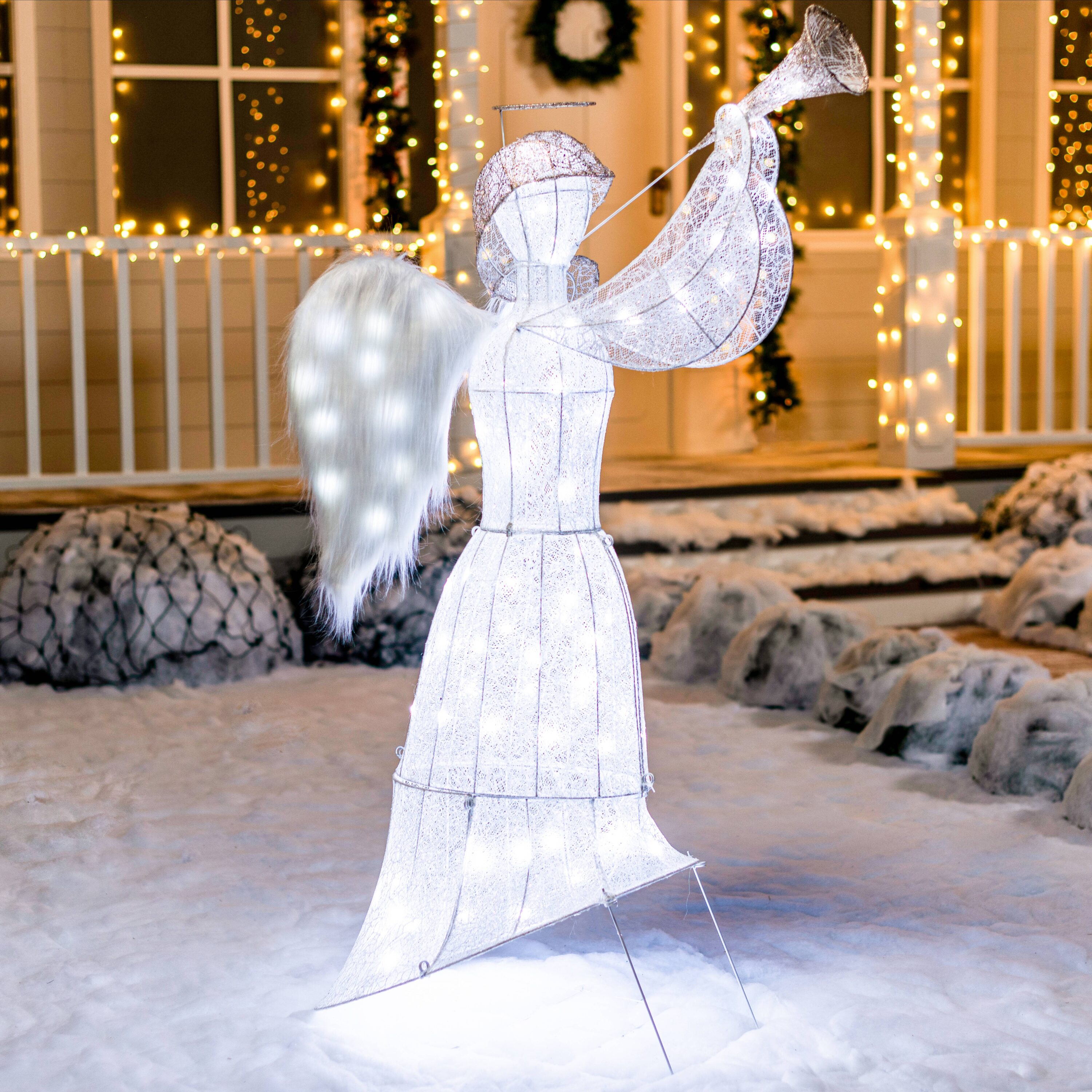 SYNCFUN 60-in Lighted Angel Electrical Outlet Christmas Decor at Lowes.com