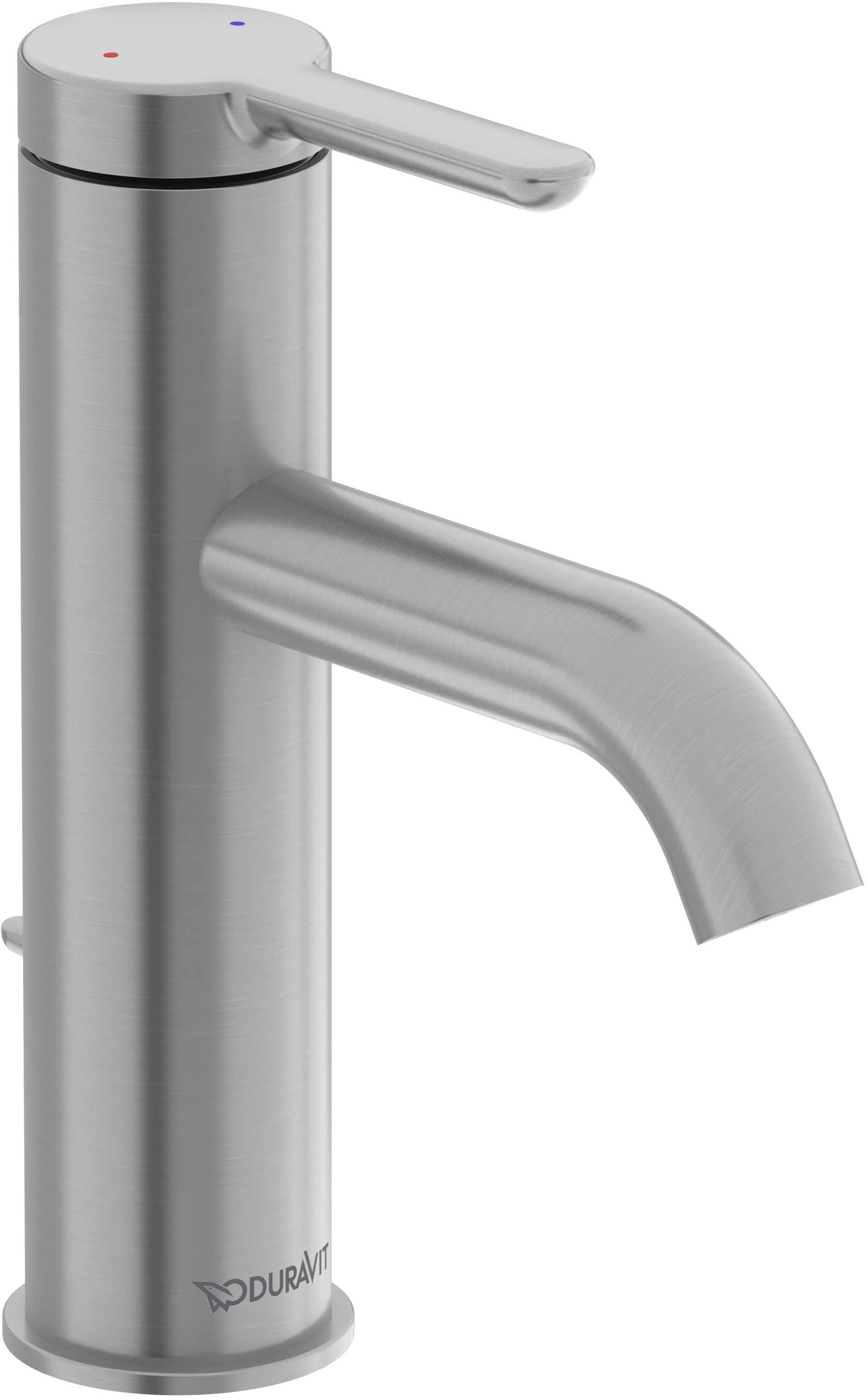 Duravit C11020001U70 1-Single Handle Single Hole Bathroom Faucet with Deck Plate Included and Drain Kit Included in Brushed Nickel