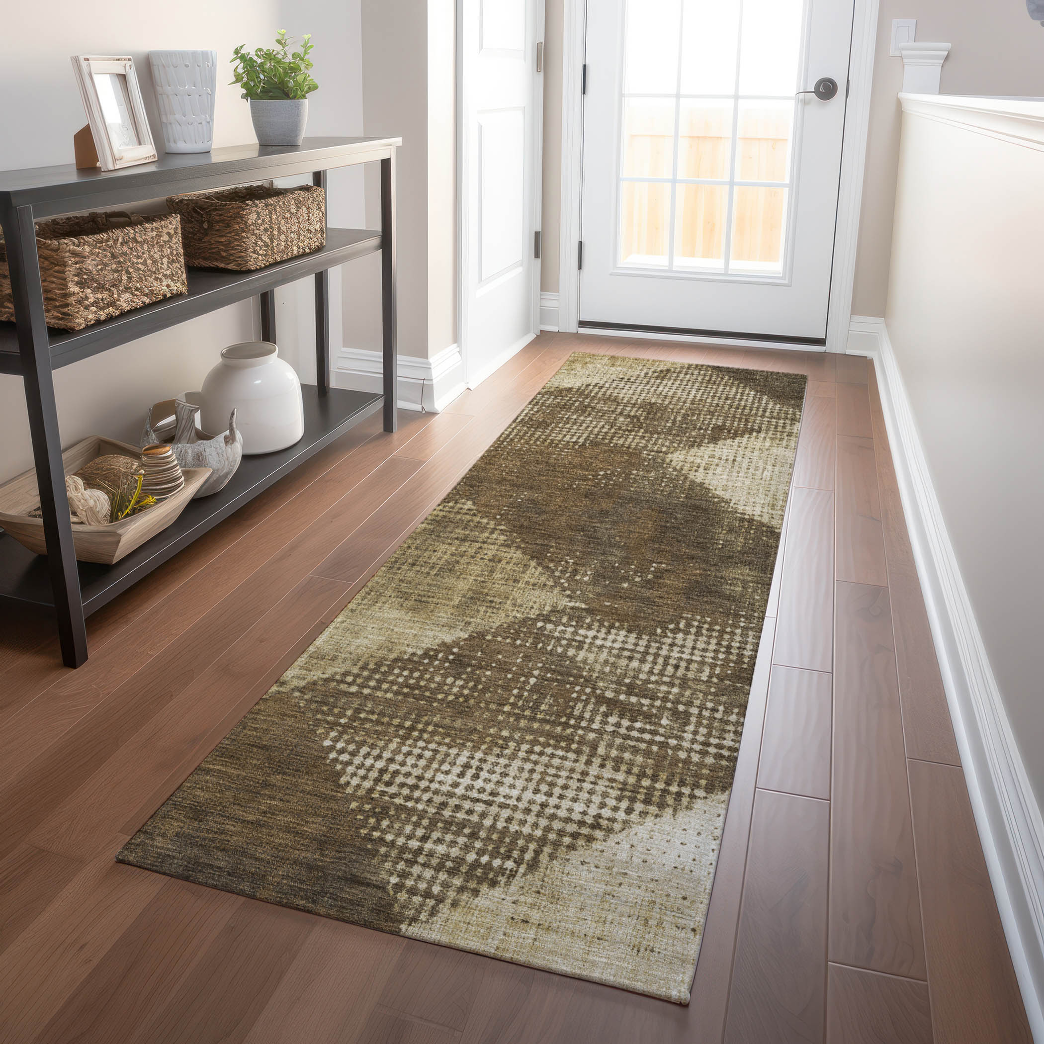 Addison Rugs ACN1065BR2X8 Chantille ACN1065BR 2 x 7 (ft) Polyester Brown Rectangular Indoor/Outdoor Geometric Machine washable Runner rug