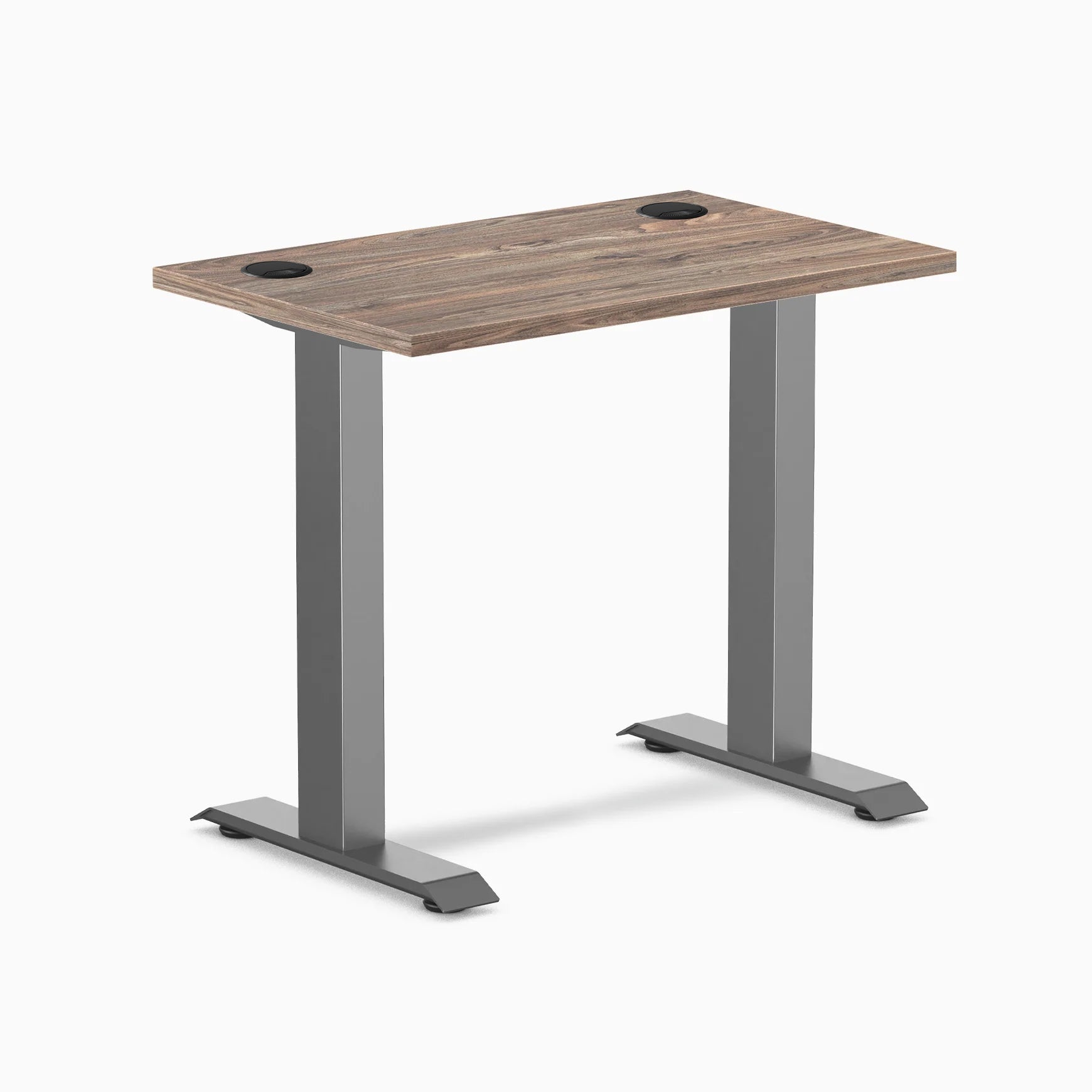 Desky  Zero Mini Office Desk - Natural Walnut / 32 x 20 inches with Grommets / Space Gray