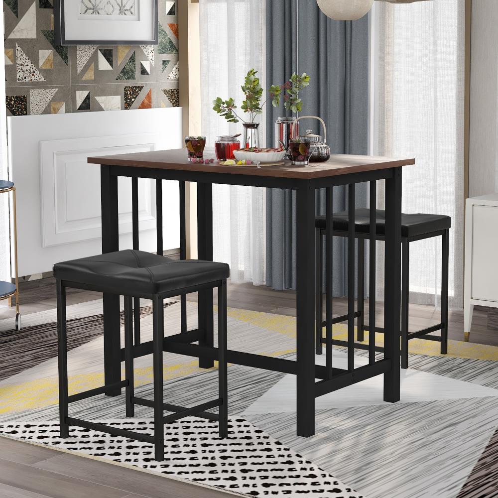 CASAINC TO-726-BR Brown and Black Contemporary/Modern Dining Room Set with Rectangular Table (Seats 2)