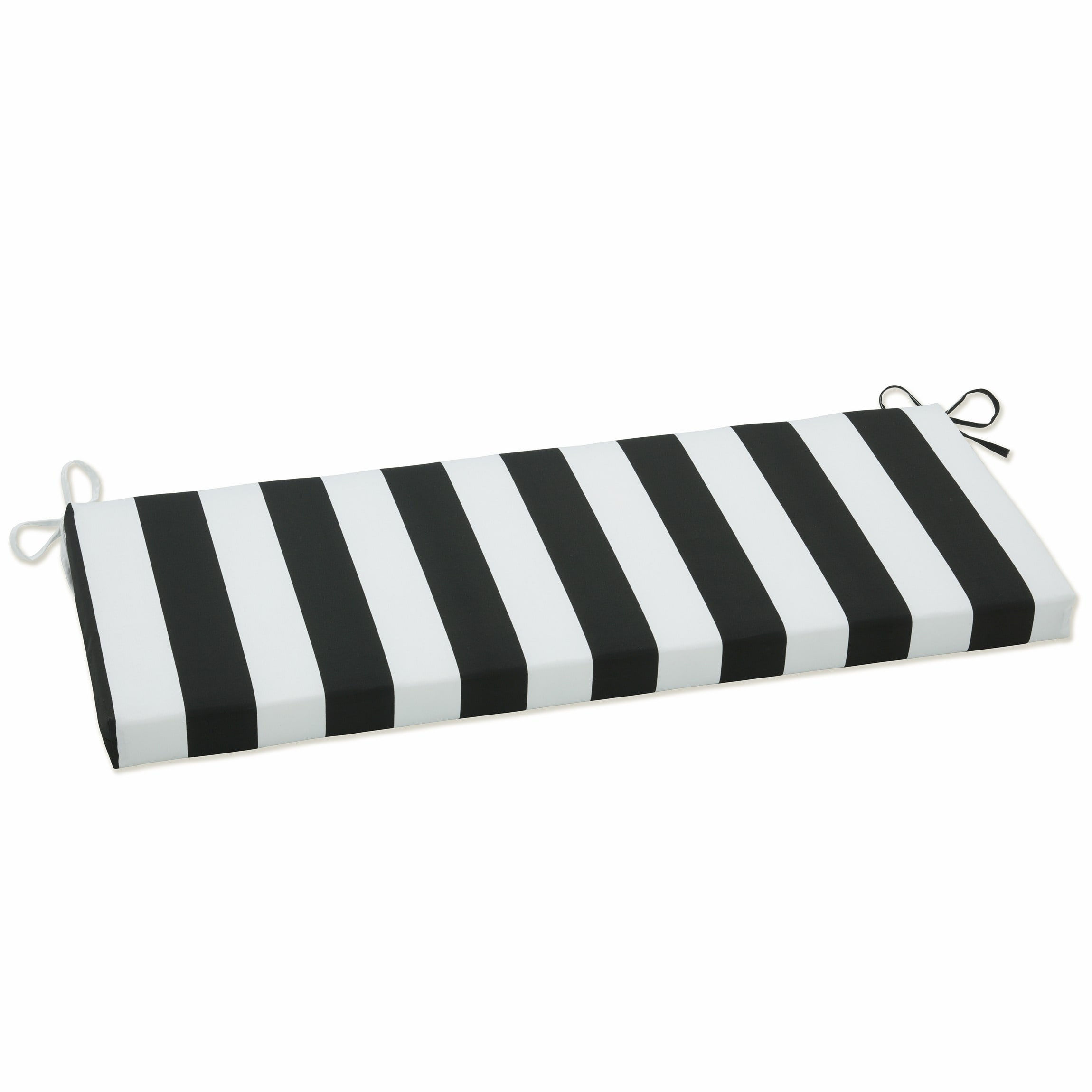 Pillow Perfect 636771 Cabana Stripe Black 45-in x 18-in Black Patio bench cushion