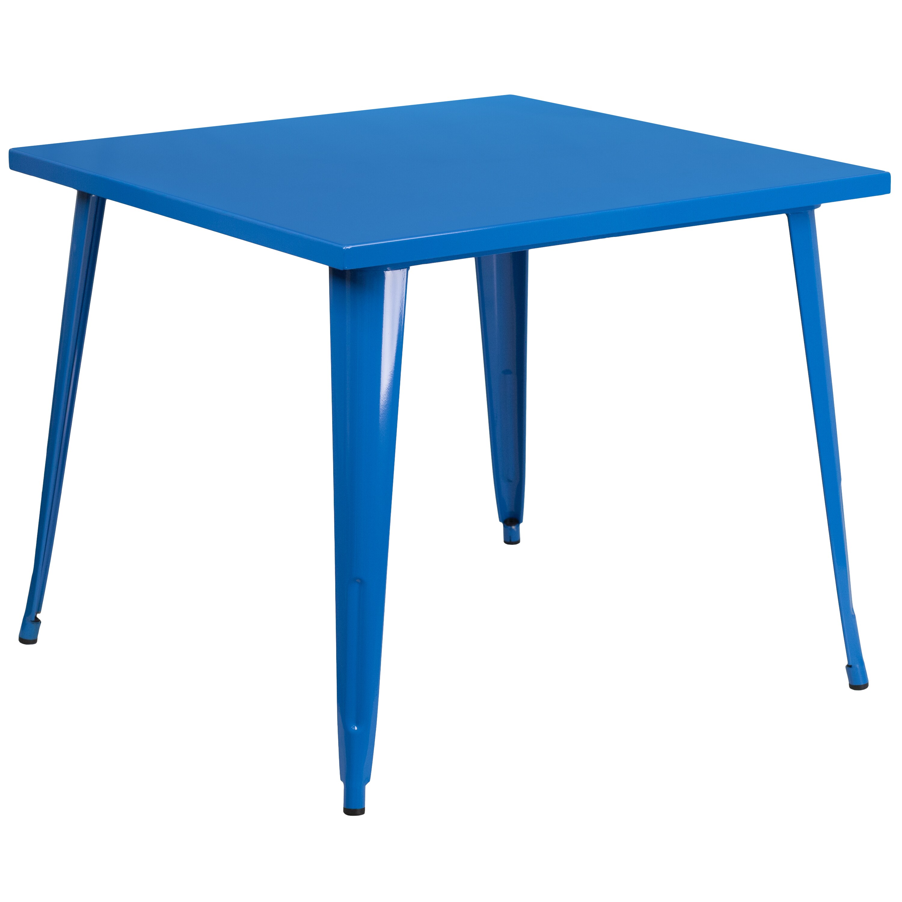 Flash Furniture 889142048855 Blue Contemporary/Modern Dining Table, Metal with Blue Metal 35.5-in L x 29.75-in H