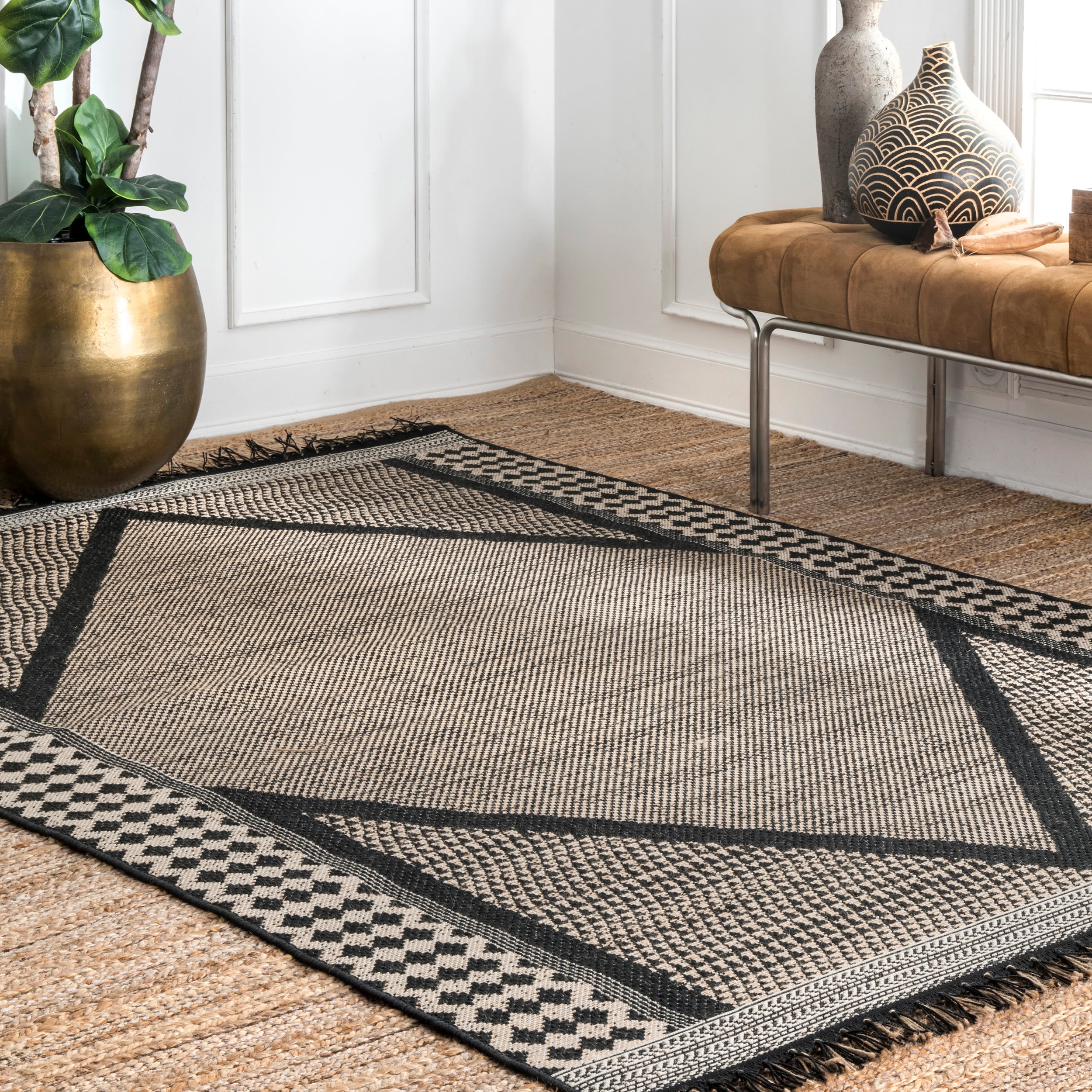 nuLOOM CTTR02A-508 Tribe 5 x 8 (ft) Loomed Polypropylene Gray Rectangular Indoor Southwestern Area rug