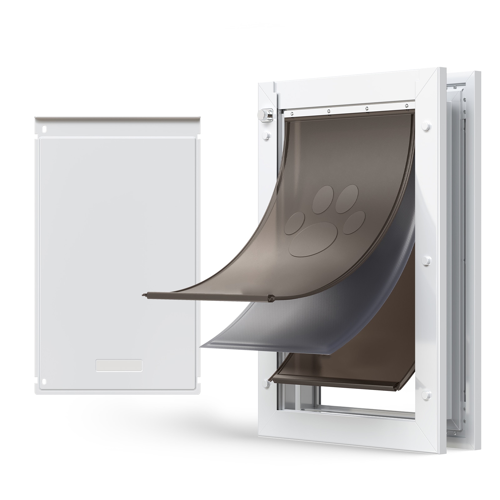 GIVIMO Magnetic-Flap Large Pet Door 3-Flap Q235 Metal-Frame Dog Door with Weatherproof Seal for Interior Exterior Doors 1.06 to 2-in Thickness Easy In-Out Access in White