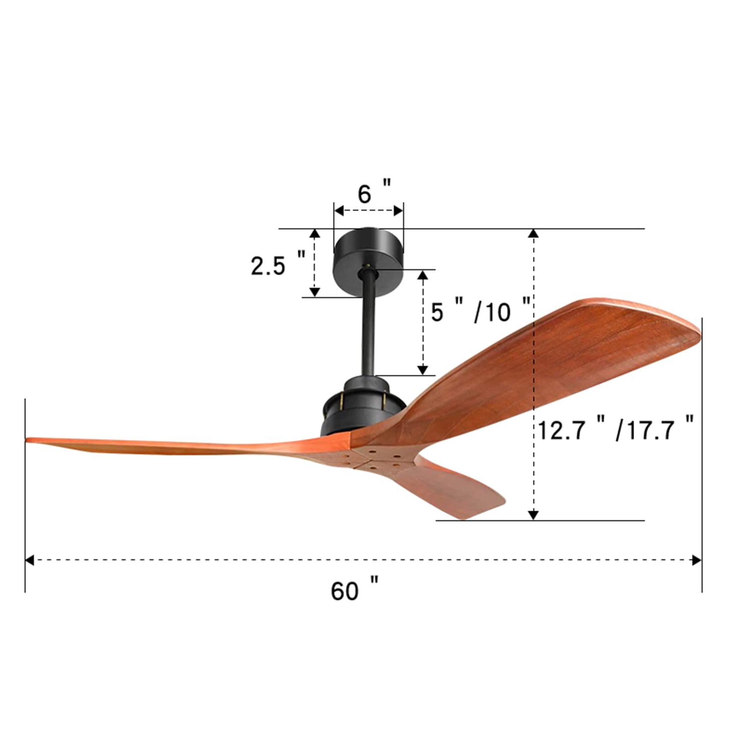 Flynama Ceiling Fan 60-in Black Indoor Ceiling Fan and Remote (3-Blade ...