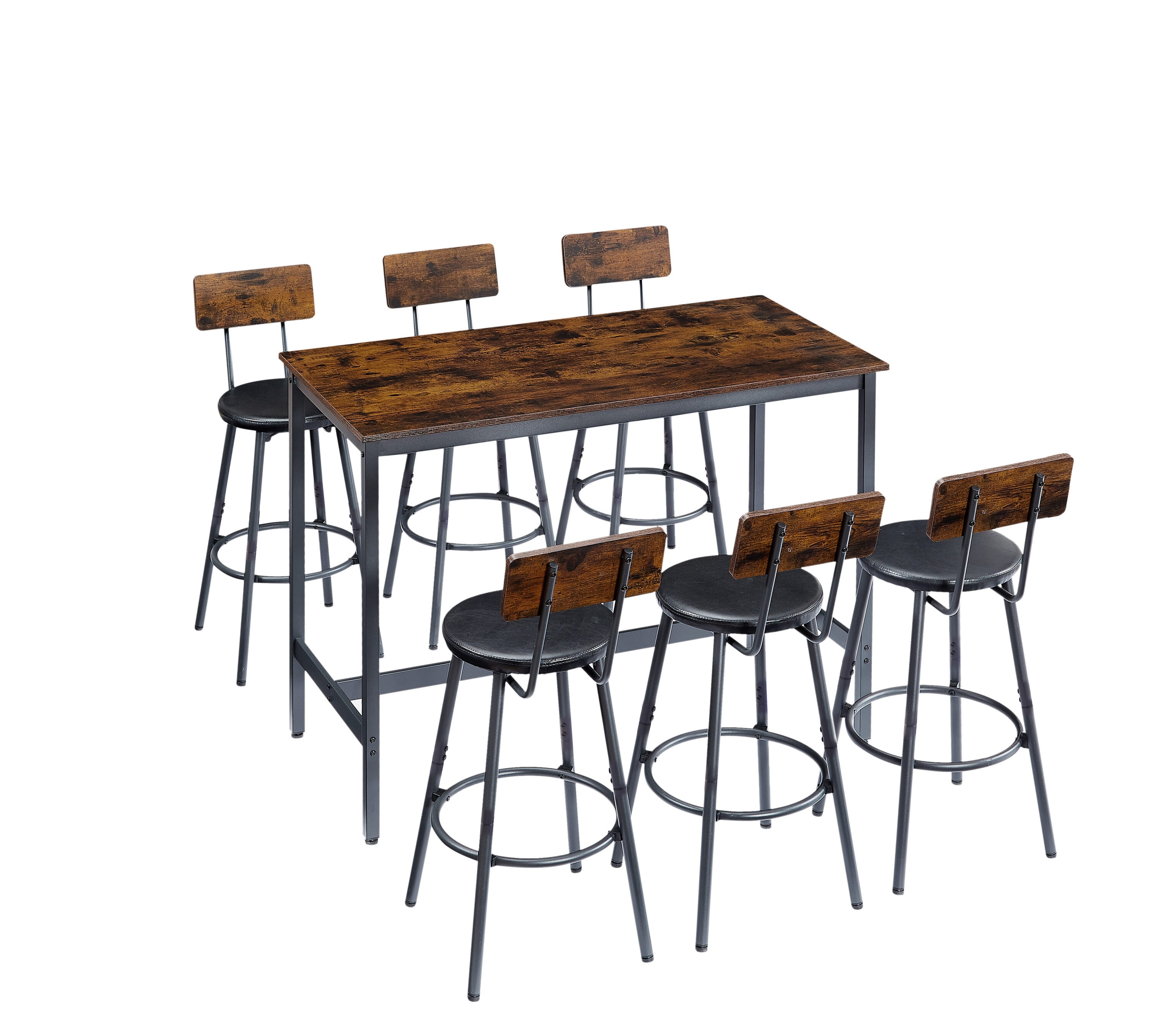 Siavonce XH93691 Rustic Brown Contemporary/Modern Dining Room Set with Rectangular Table ( Seats 6 )