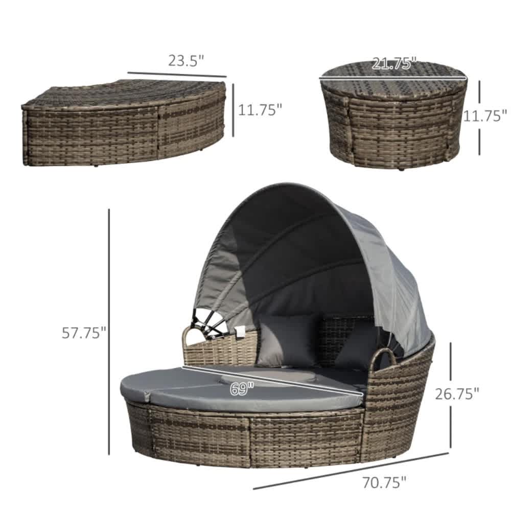 Coolbibila FABIAN-DAYBED-DKGRAY Patio-Sofas-Daybeds - View #3