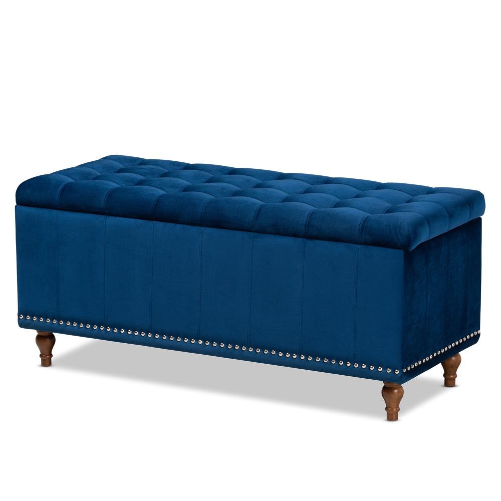 Baxton Studio Kaylee Modern Navy Blue/Brown Storage Bench with Storage ...