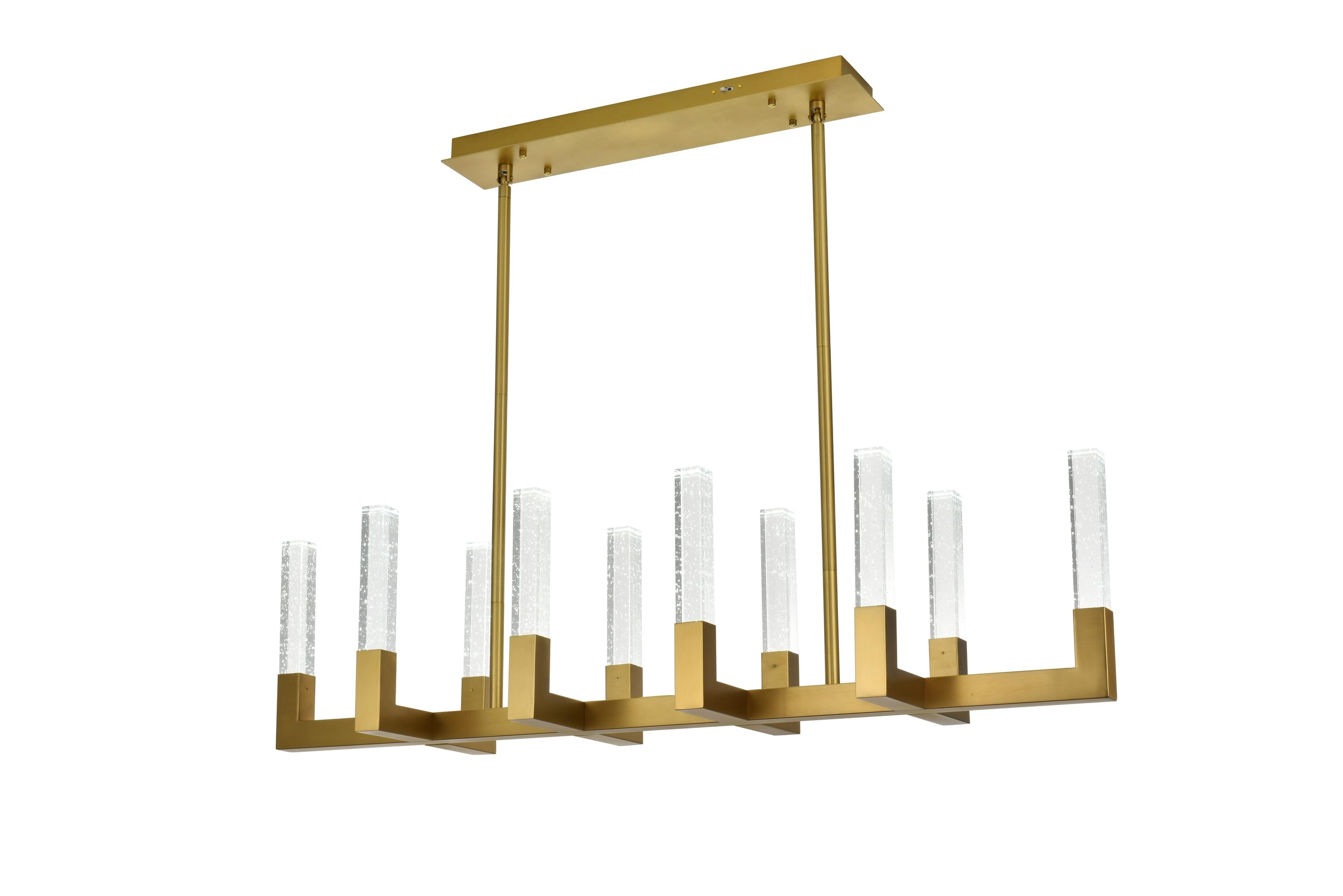 Noemi 51-Inch Satin Gold LED Crystal Island Pendant Light