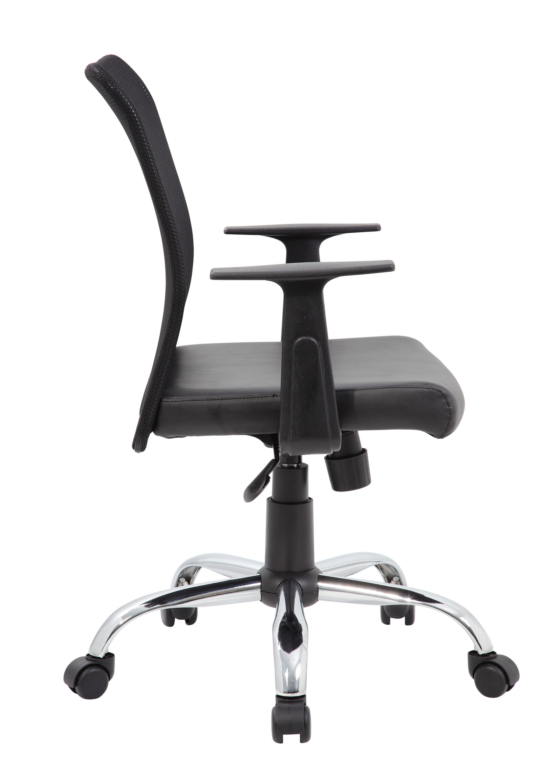 Black Mesh and Vinyl Swivel Task Chair with Chrome Base