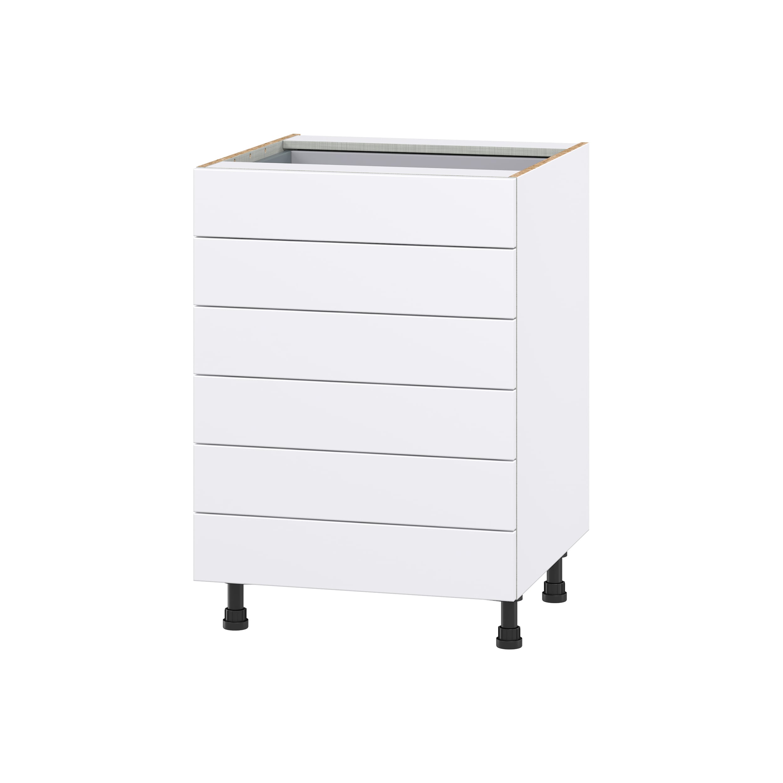 Hugo&Borg Lasalle 15-in W x 34.5-in H x 24-in D Bright White Slab 6-Drawer Base Fully Assembled Cabinet (Flat Panel Style)