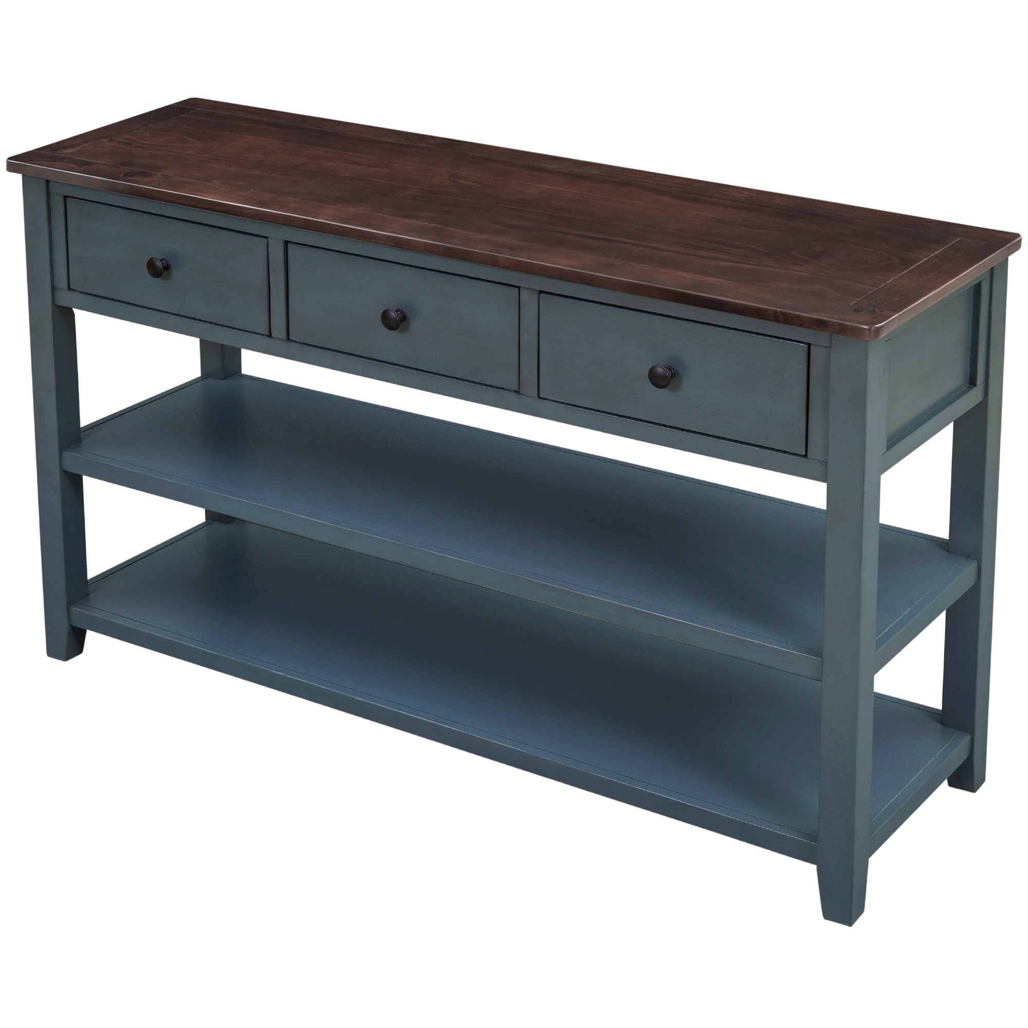 AHIOU HOME Contemporary Navy Blue Console Table with 3 Drawers and Open ...