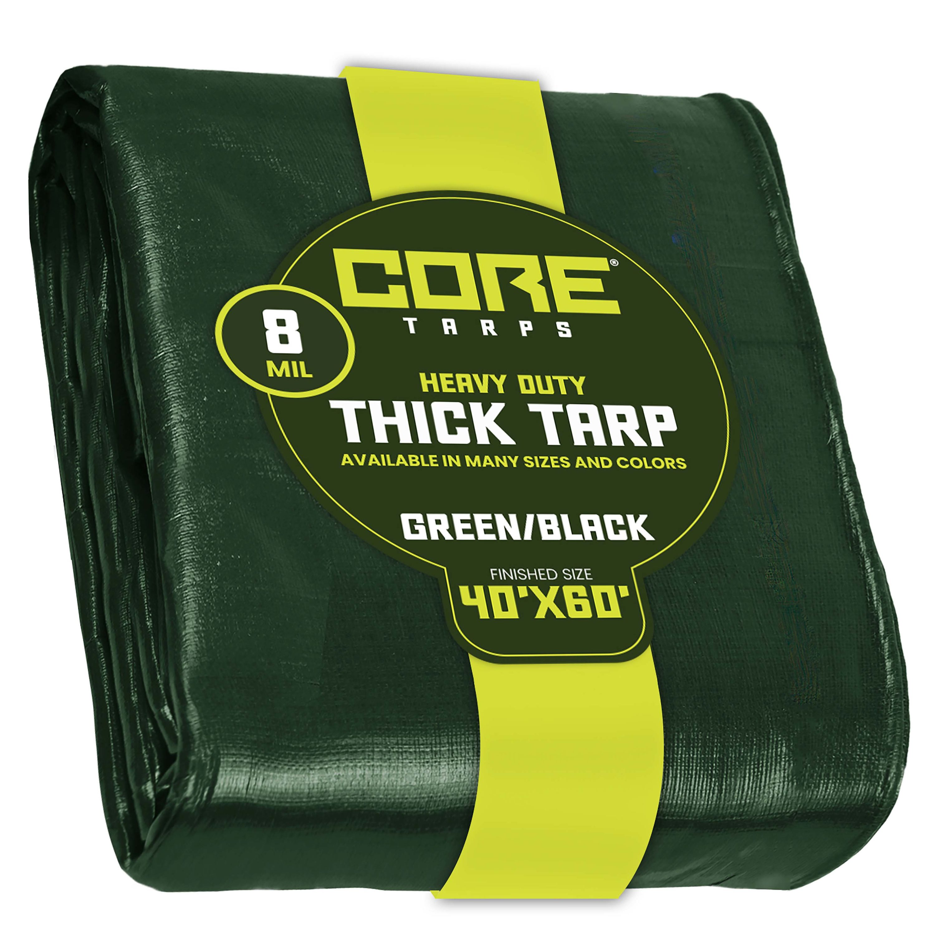 Core Tarps CT-403-40X60 40-ft x 60-ft Green Waterproof Commercial Polyethylene 8-mil Tarp