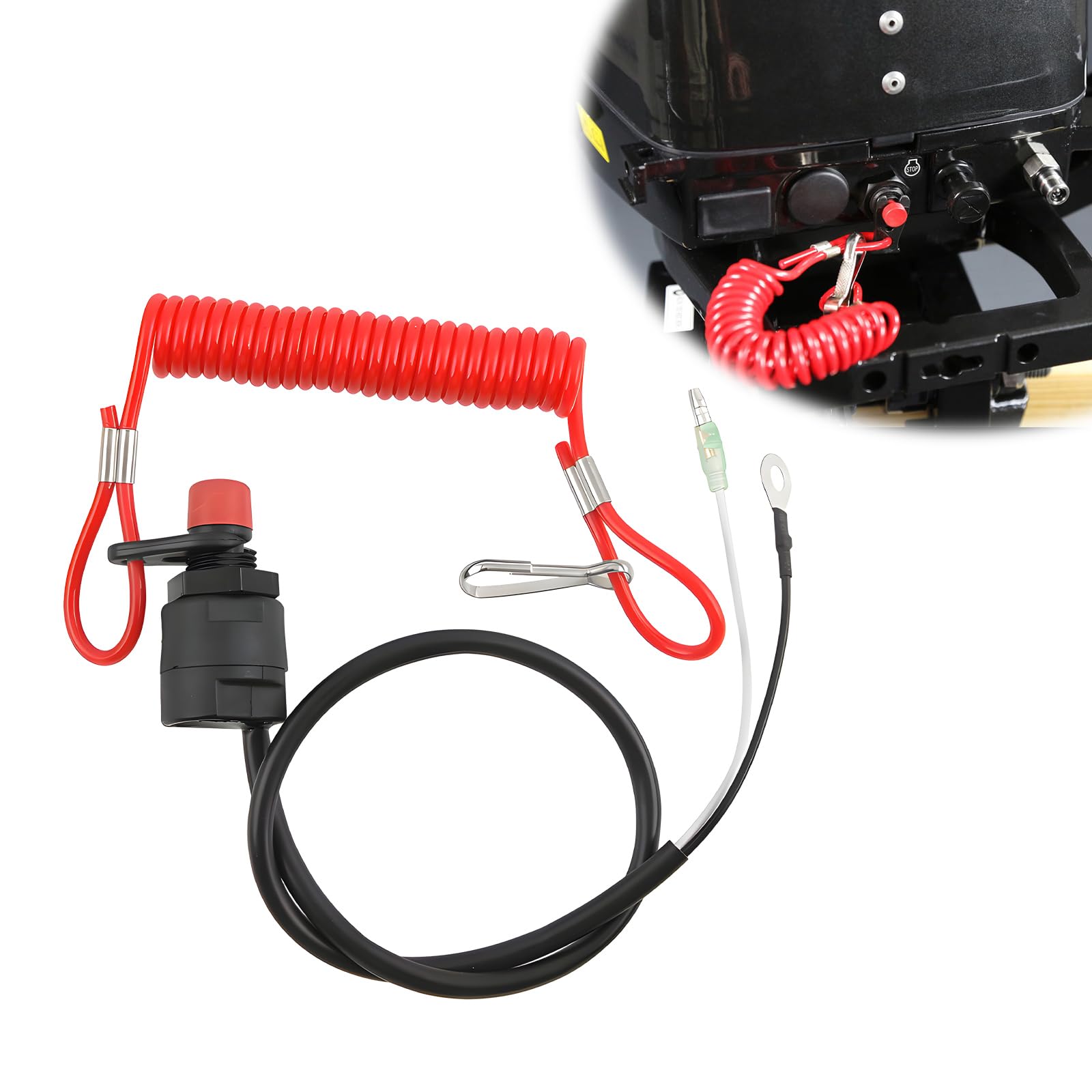 Vrbgify  Marine Engine Kill Switch Lanyard Emergency Stop Switch Kit for Outboard Motor Watercraft Adjustable Cord Enhanced Safety Durable TPU
