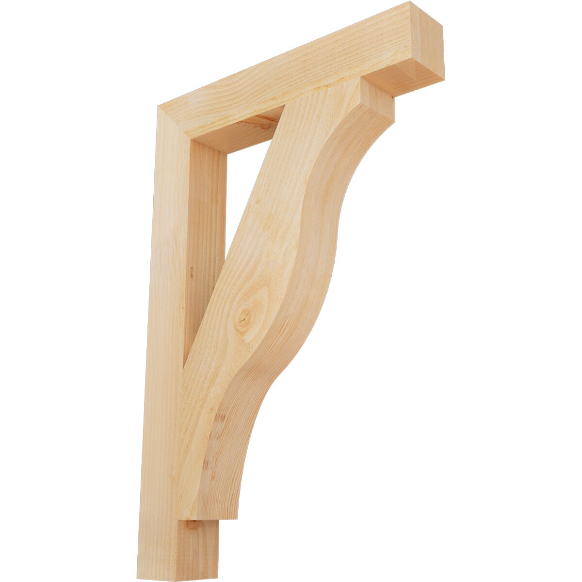Ekena Millwork BKT04X24X36FST05RDF Funston Block Rough Sawn 4-in x 24-in x 36-in Douglas fir Brown Wood Standard bracket