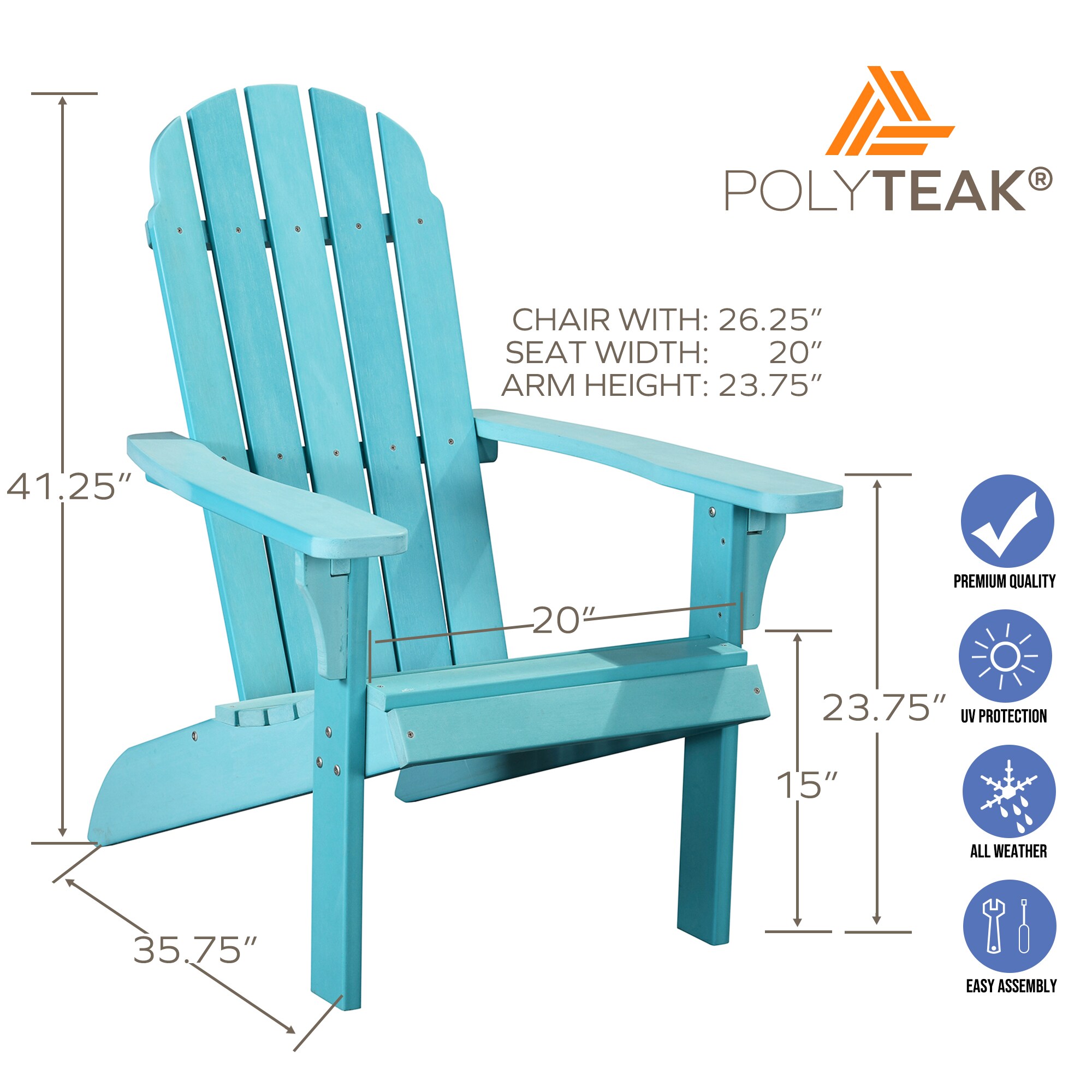 Blue Poly Lumber All-Weather Adirondack Chair with Arms