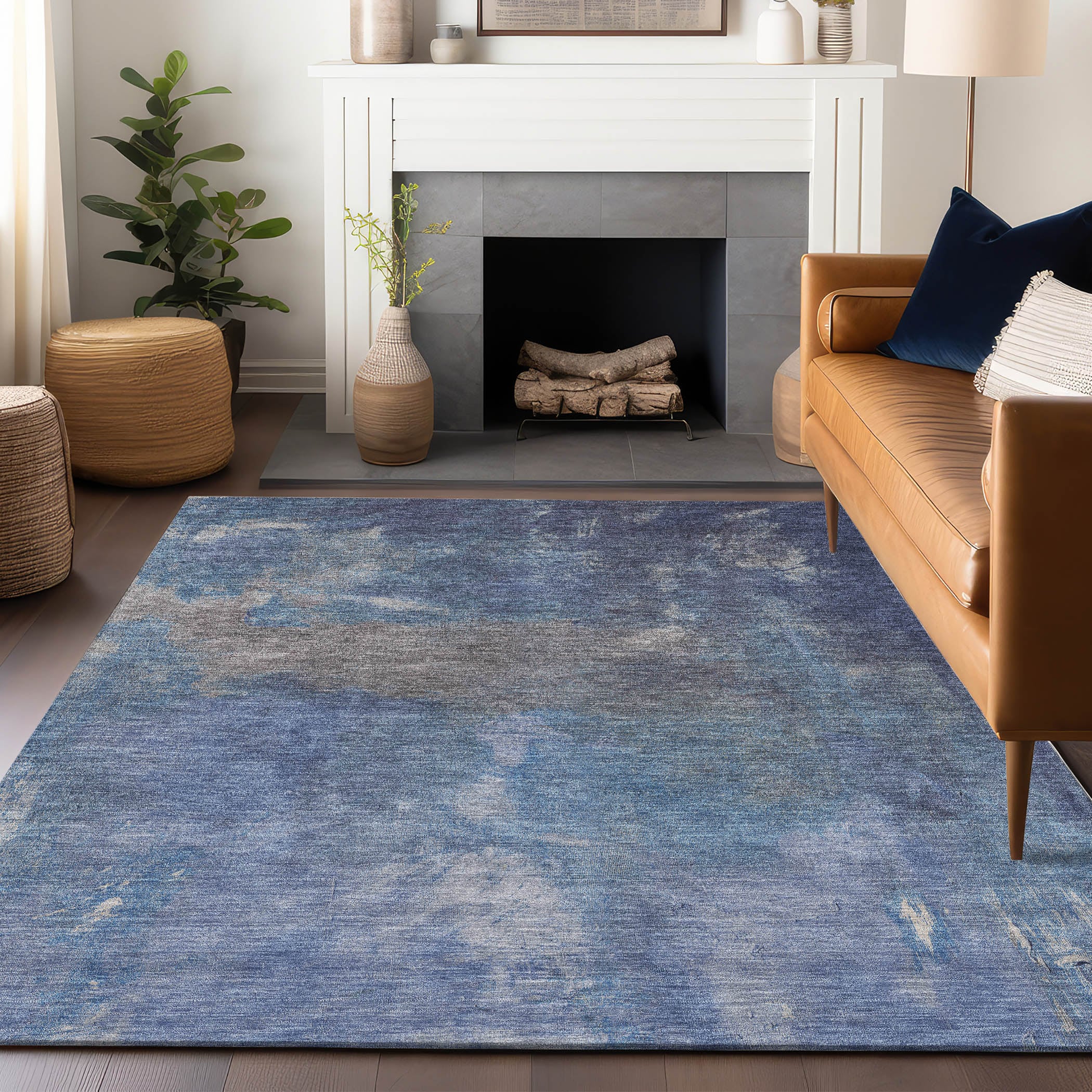 Addison Rugs ACN1363BU8X10 Chantille ACN1363BU 8 x 10 (ft) Polyester Blue Rectangular Indoor/Outdoor Geometric Machine washable Area rug