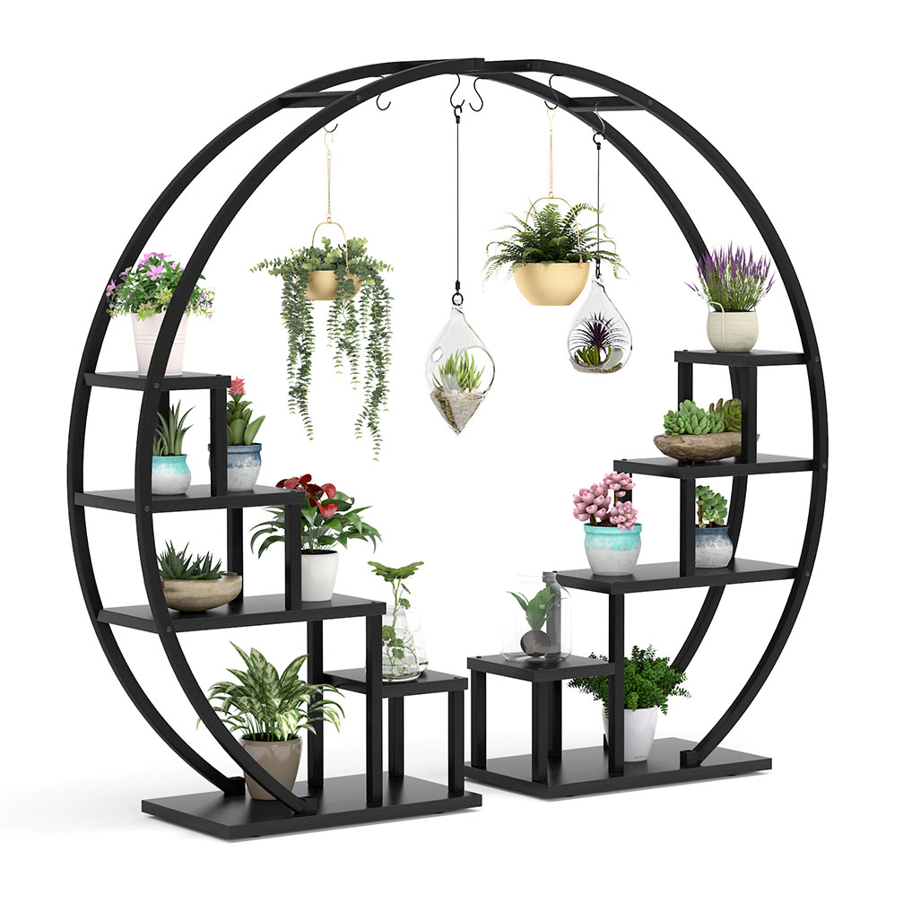 House Planters Iron Black Holders Home Decor Garden Flower Tray Metal Plant Stands for Indoor/Outdoor Planter Display Flowers Pot Rack Holder Ashman Top Plant Stand Holder 